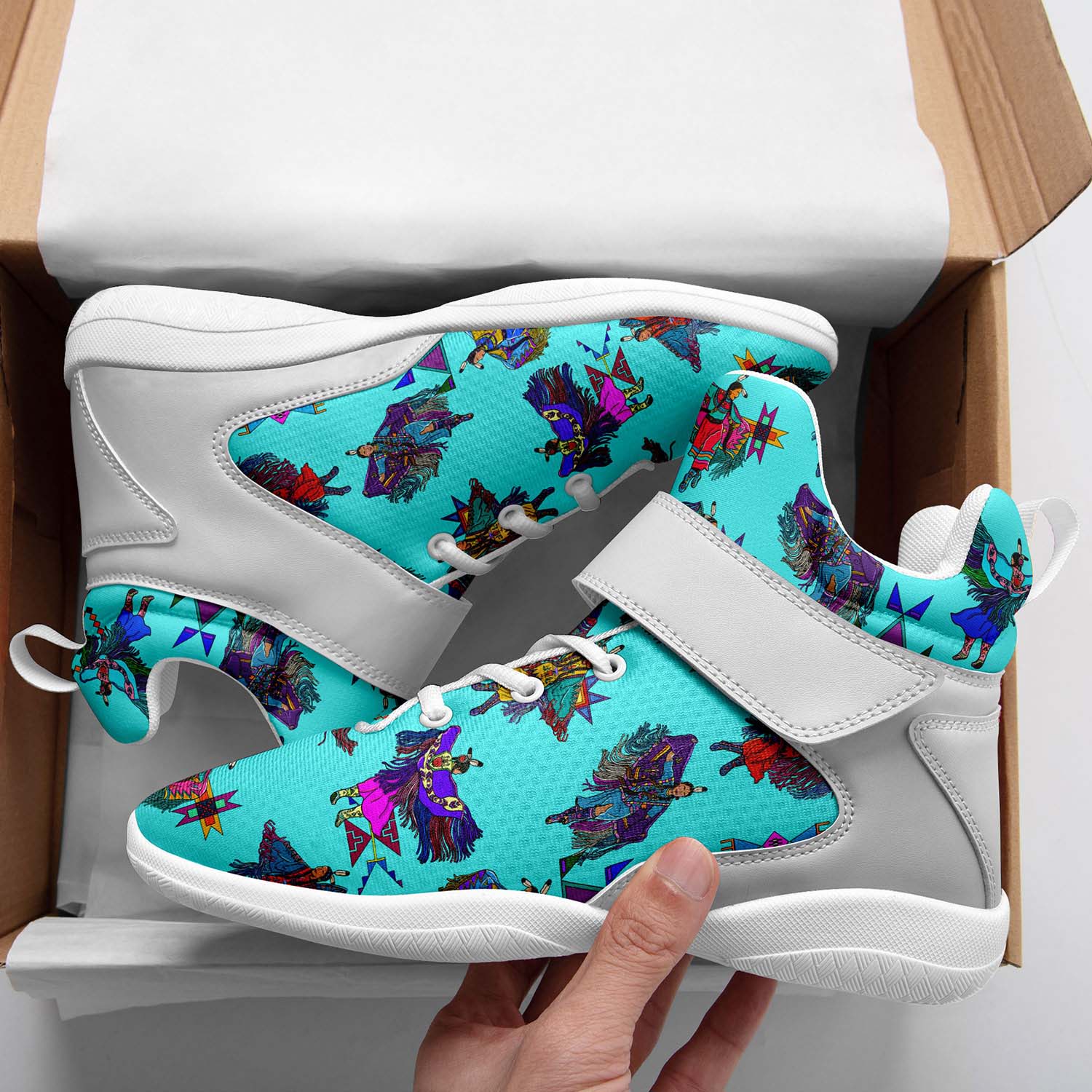 Women's Fancy Dancers Turquoise Ipottaa Basketball / Sport High Top Shoes - White Sole