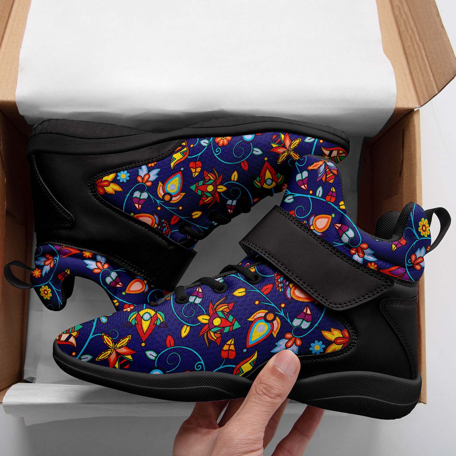 Thorny Path Blue Ipottaa Basketball / Sport High Top Shoes - Black Sole