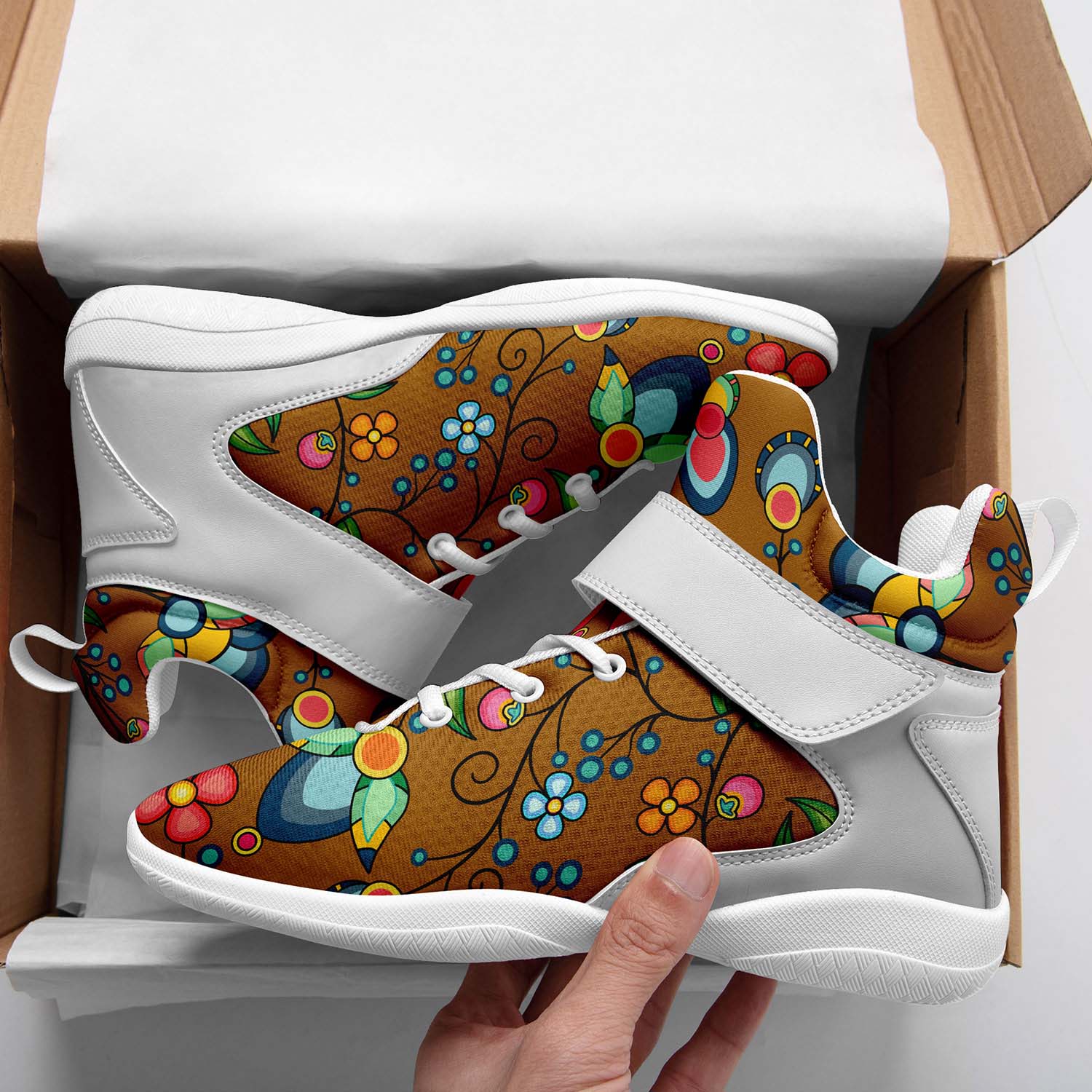 Floral Bounty Fall Leaves Ipottaa Basketball / Sport High Top Shoes - White Sole