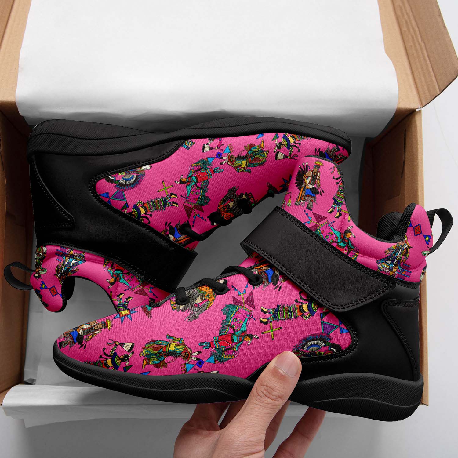 Grand Entry Dancer Pink Ipottaa Basketball / Sport High Top Shoes - Black Sole