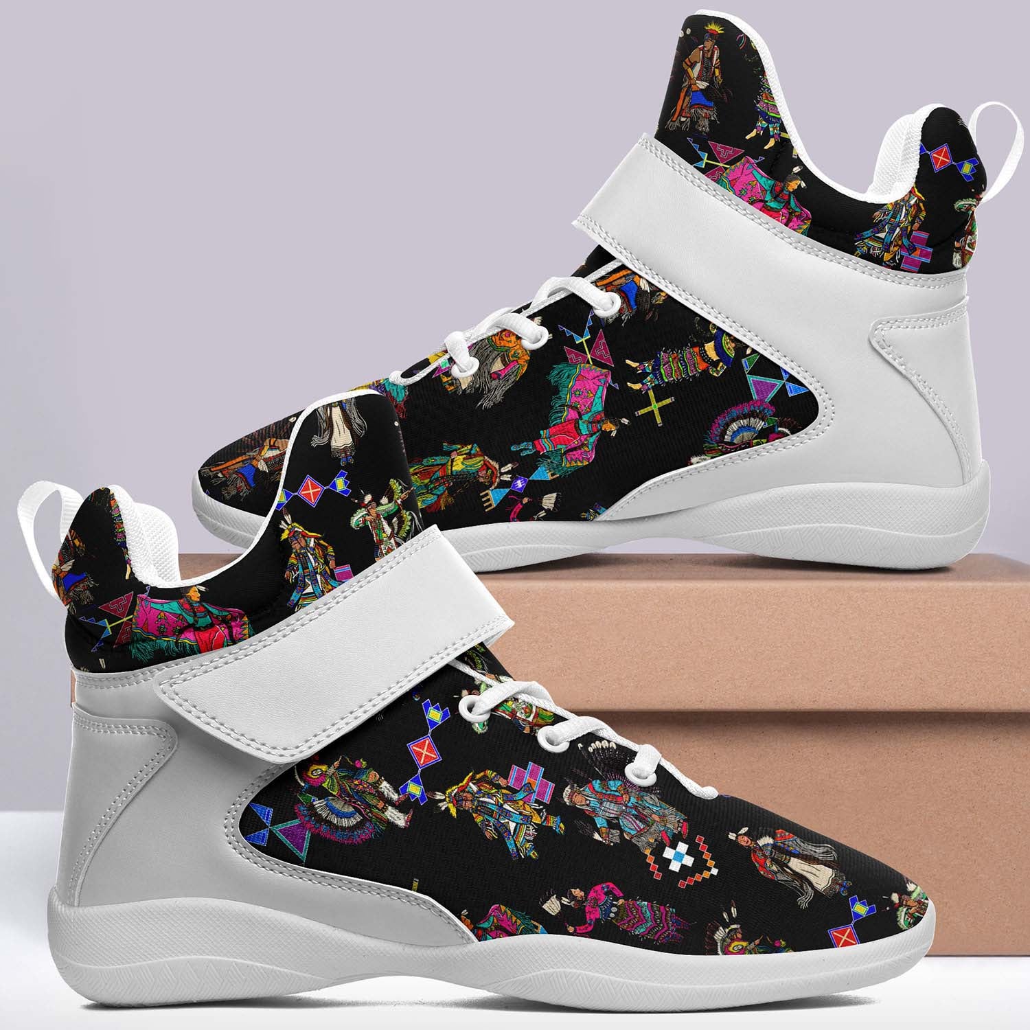 Grand Entry Dancers Black Ipottaa Basketball / Sport High Top Shoes - White Sole
