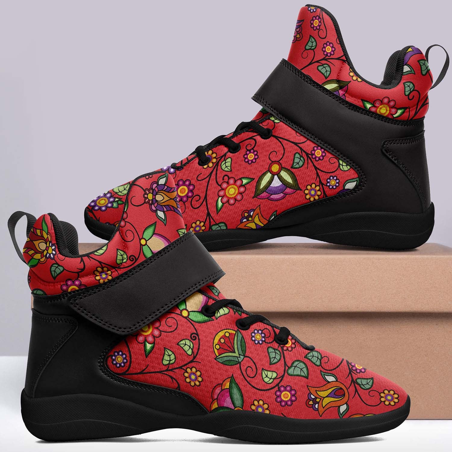 Heartbeat Petals Red Ipottaa Basketball / Sport High Top Shoes - Black Sole