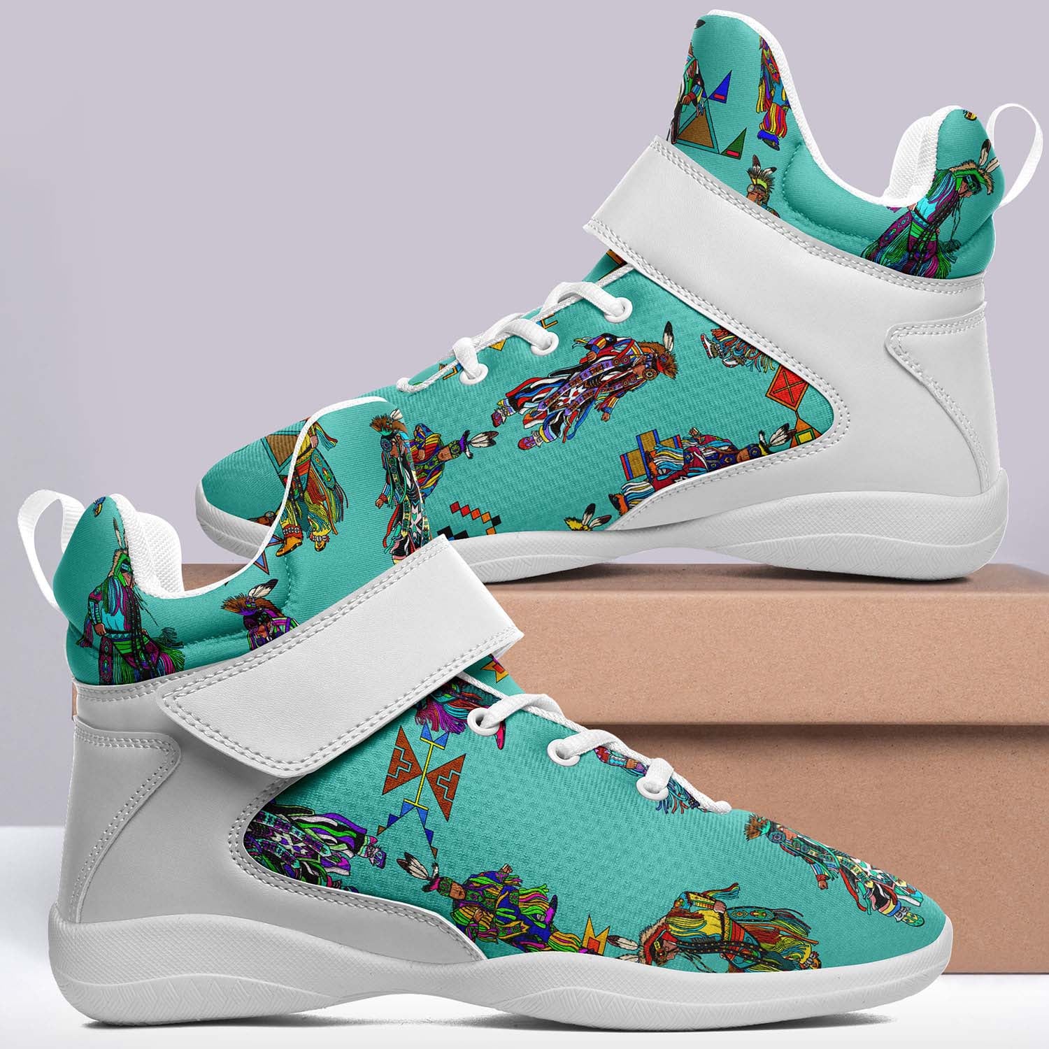 Men's Grass Dancers Eggshell Blue Ipottaa Basketball / Sport High Top Shoes - White Sole