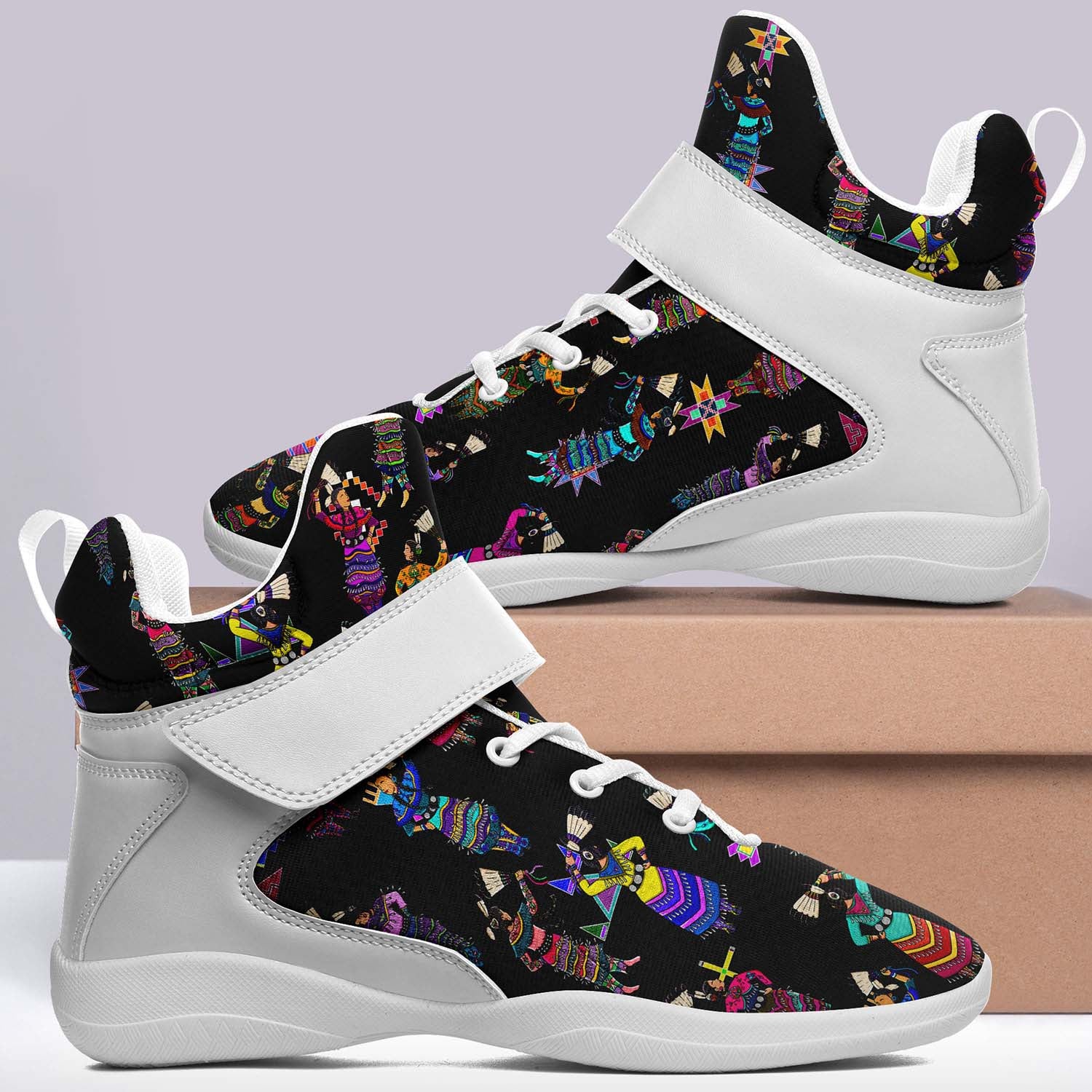 Women's Jingle Dancers Black Ipottaa Basketball / Sport High Top Shoes - White Sole