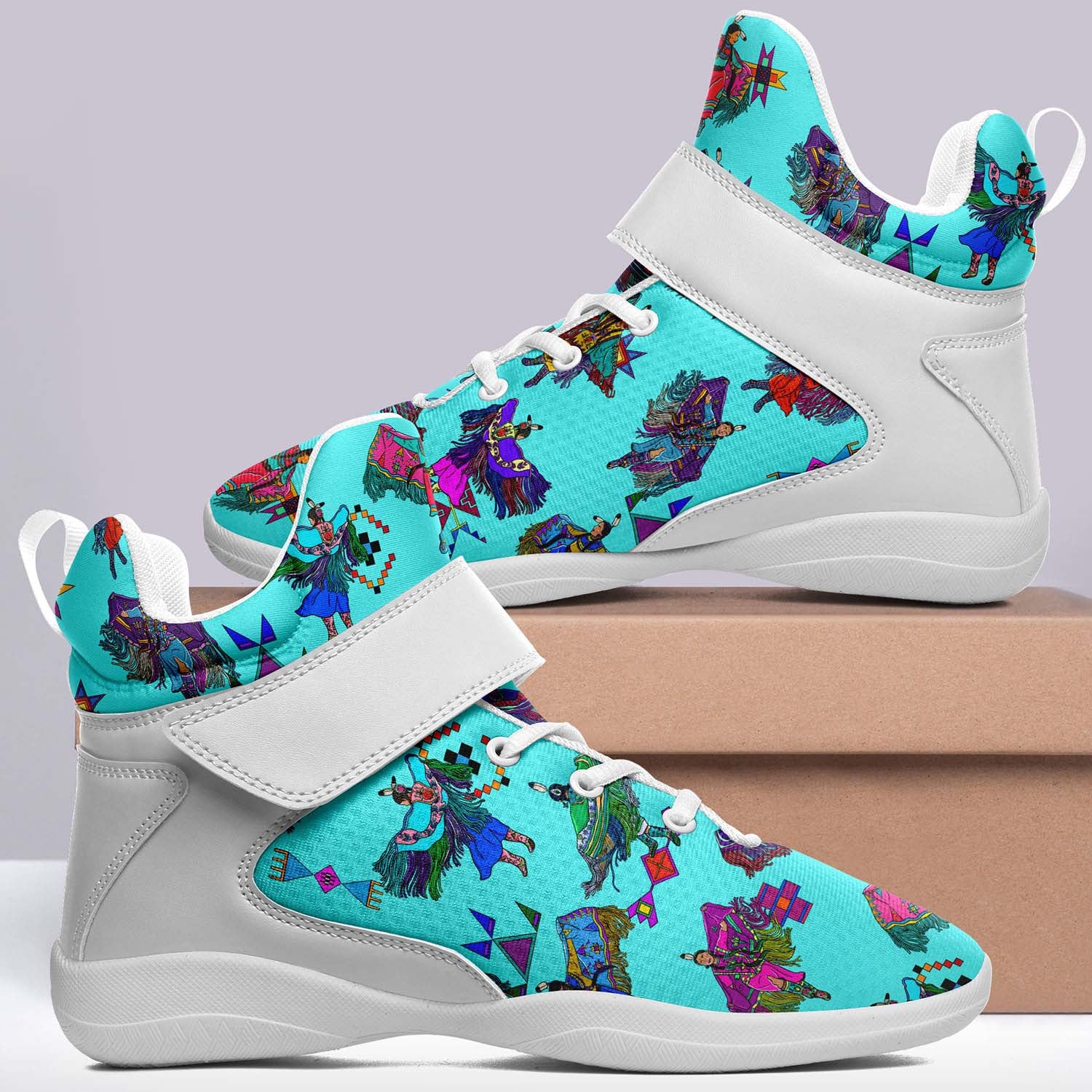 Women's Fancy Dancers Turquoise Ipottaa Basketball / Sport High Top Shoes - White Sole