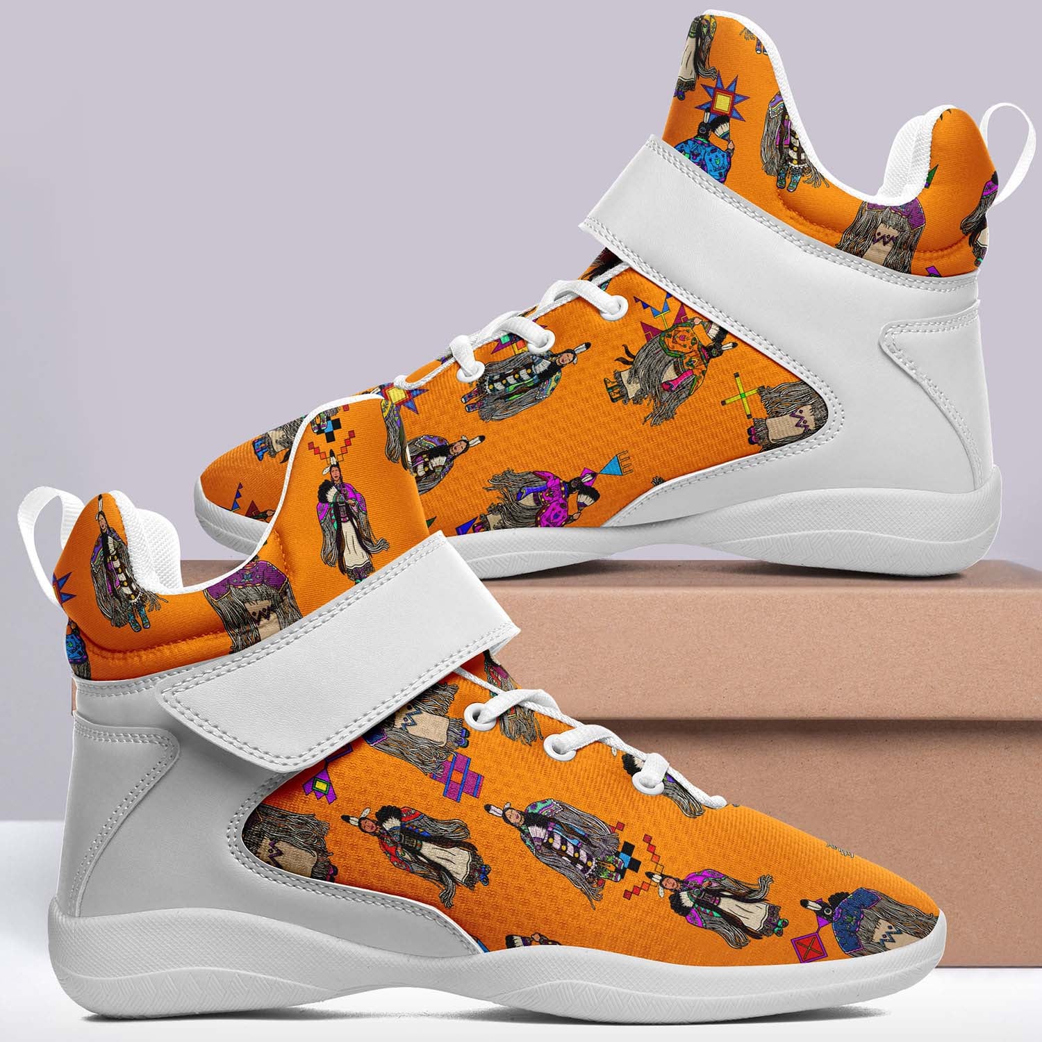 Women's Tradish Dancers Orange Ipottaa Basketball / Sport High Top Shoes - White Sole