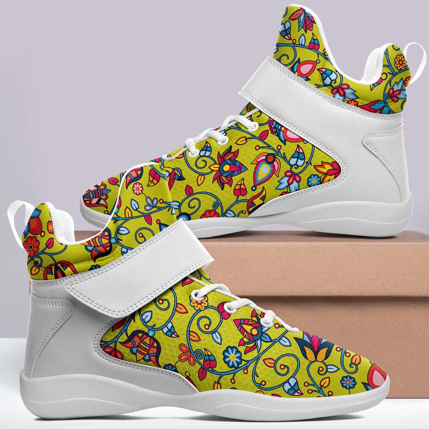 Thorny Path Yellow Ipottaa Basketball / Sport High Top Shoes - White Sole