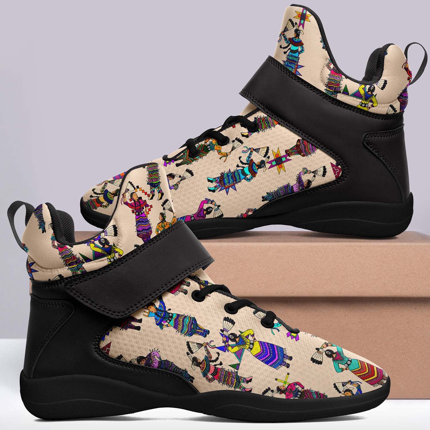 Women's Jingle Dancers Muslin Ipottaa Basketball / Sport High Top Shoes - Black Sole