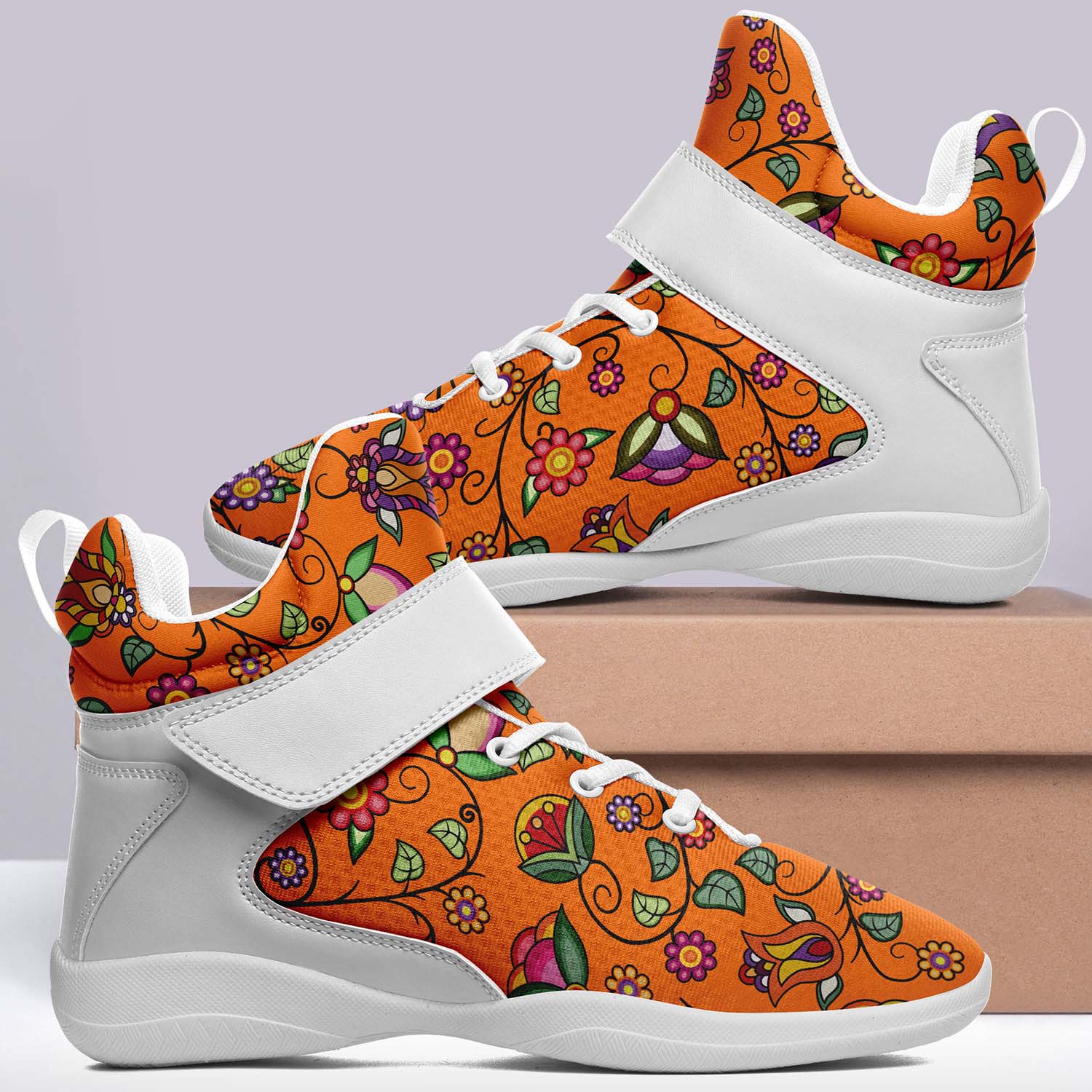 Heartbeat Petals ECM Orange Ipottaa Basketball / Sport High Top Shoes - White Sole