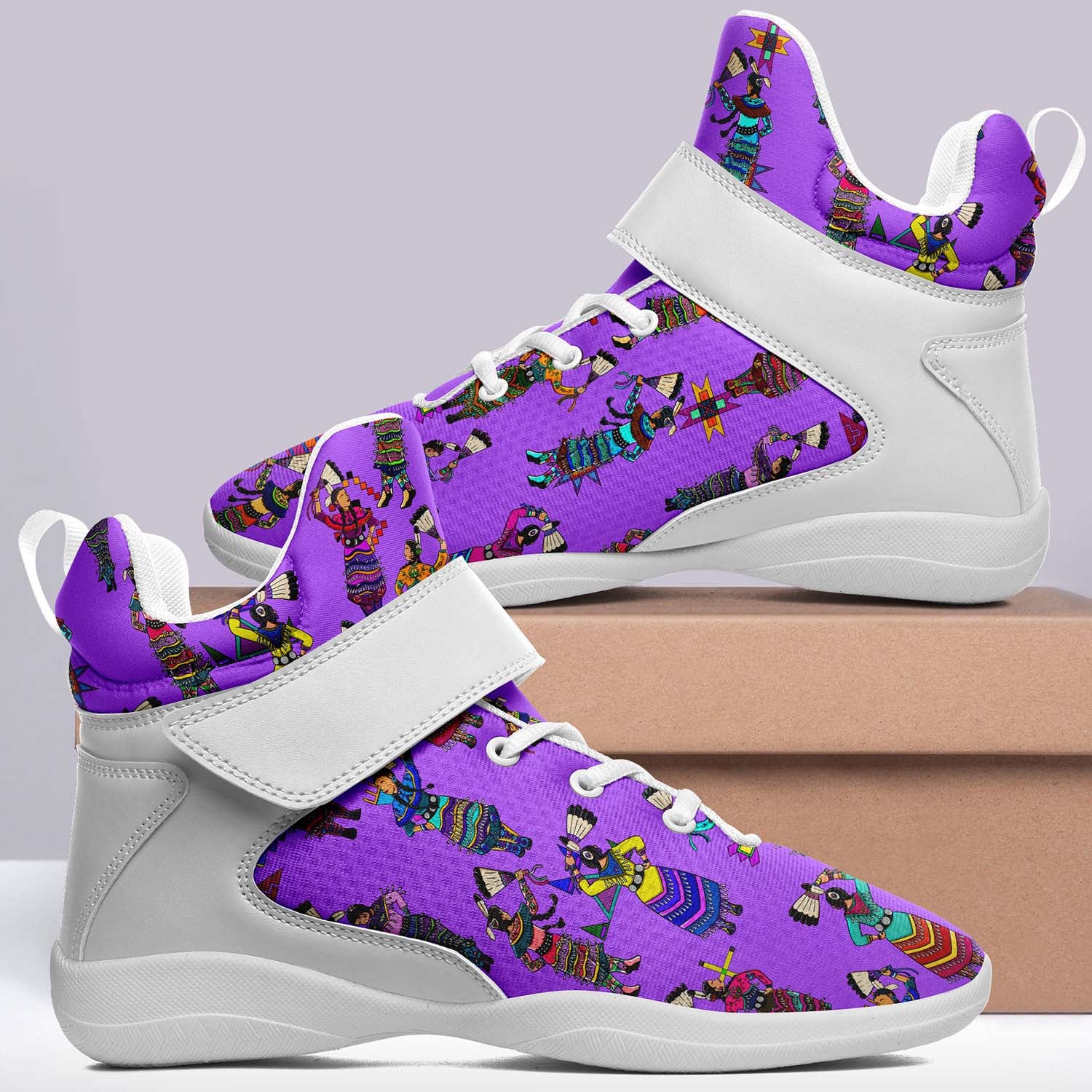 Women's Jingle Dancers Purple Ipottaa Basketball / Sport High Top Shoes - White Sole