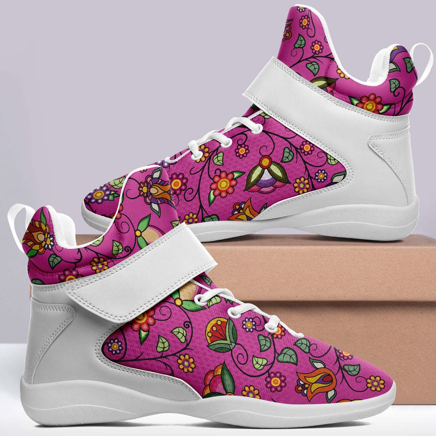 Heartbeat Petals Pink Ipottaa Basketball / Sport High Top Shoes - White Sole