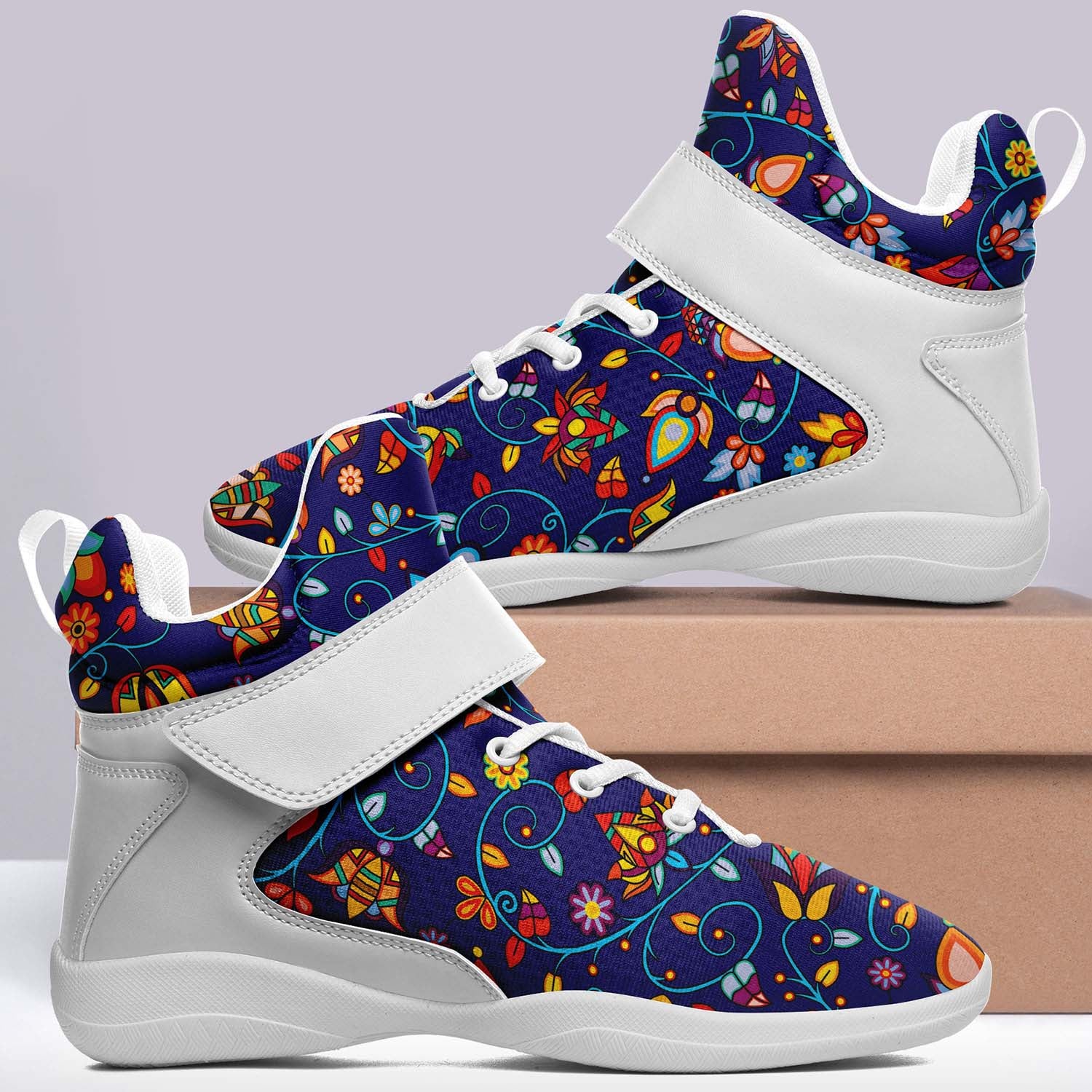 Thorny Path Blue Ipottaa Basketball / Sport High Top Shoes - White Sole