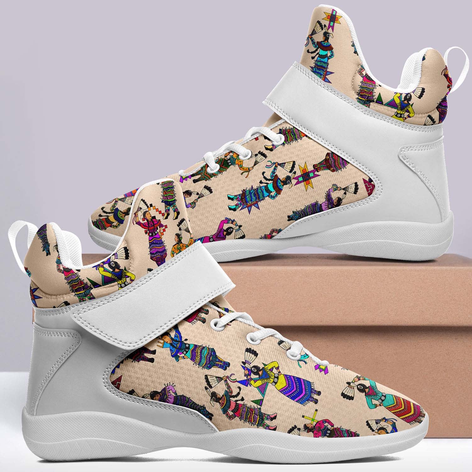 Women's Jingle Dancers Muslin Ipottaa Basketball / Sport High Top Shoes - White Sole
