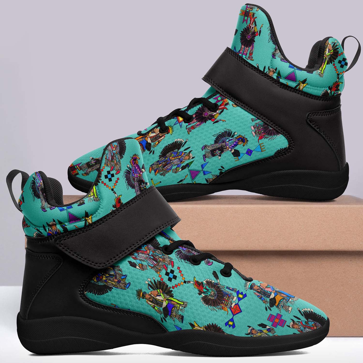 Men's Tradish Dancers Turquoise Ipottaa Basketball / Sport High Top Shoes - Black Sole