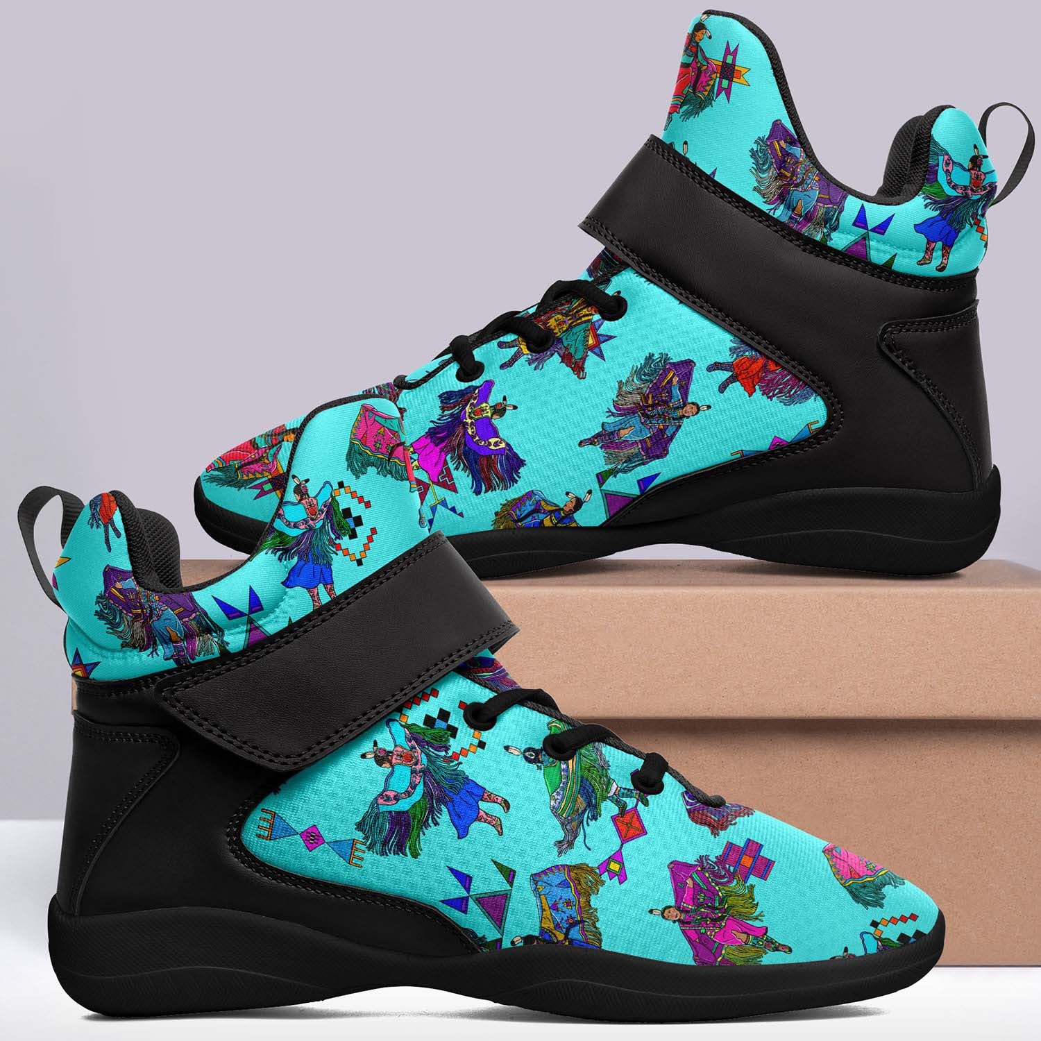 Women's Fancy Dancers Turquoise Ipottaa Basketball / Sport High Top Shoes - Black Sole