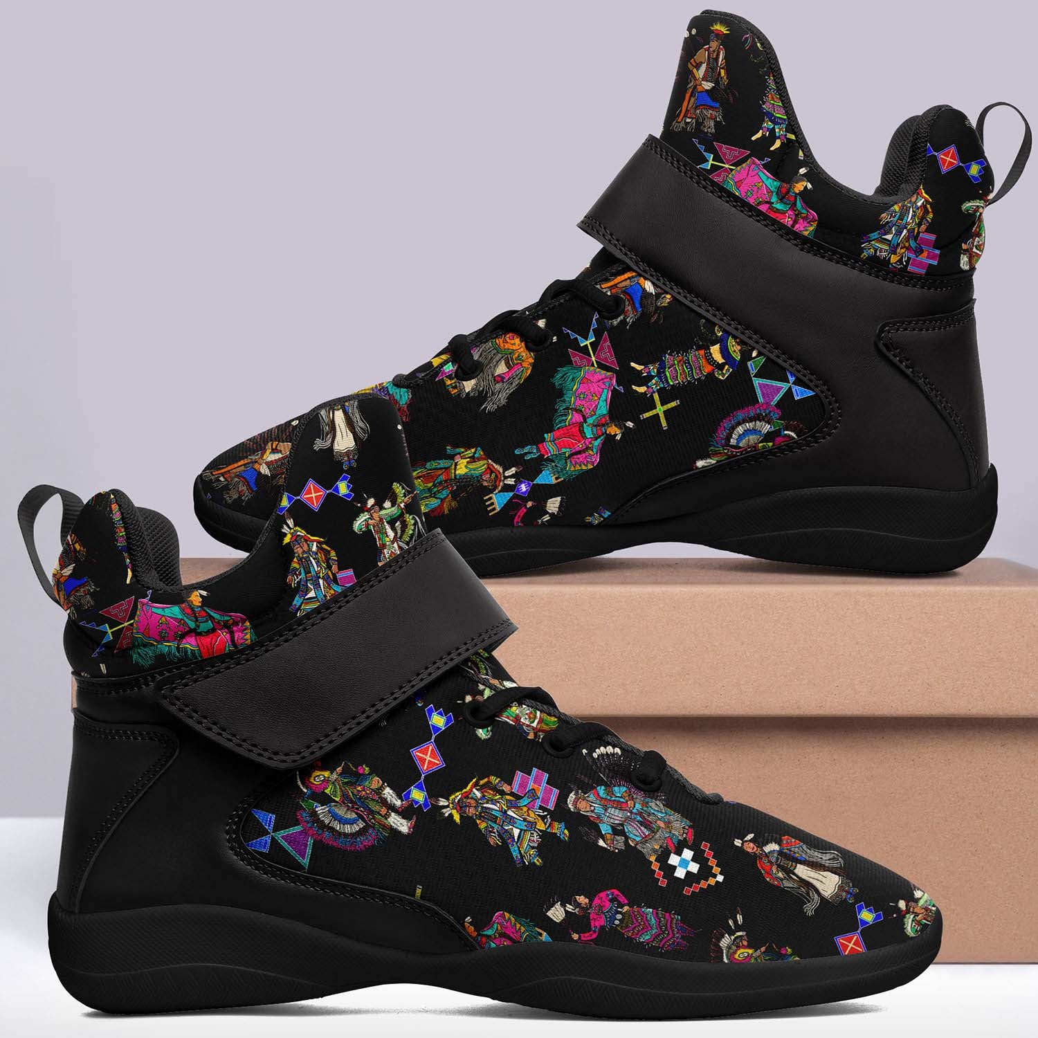Grand Entry Dancers Black Ipottaa Basketball / Sport High Top Shoes - Black Sole