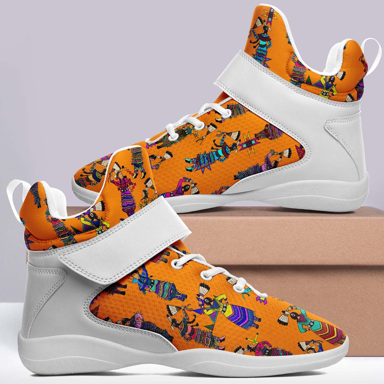 Women's Jingle Dancers Orange Ipottaa Basketball / Sport High Top Shoes - White Sole