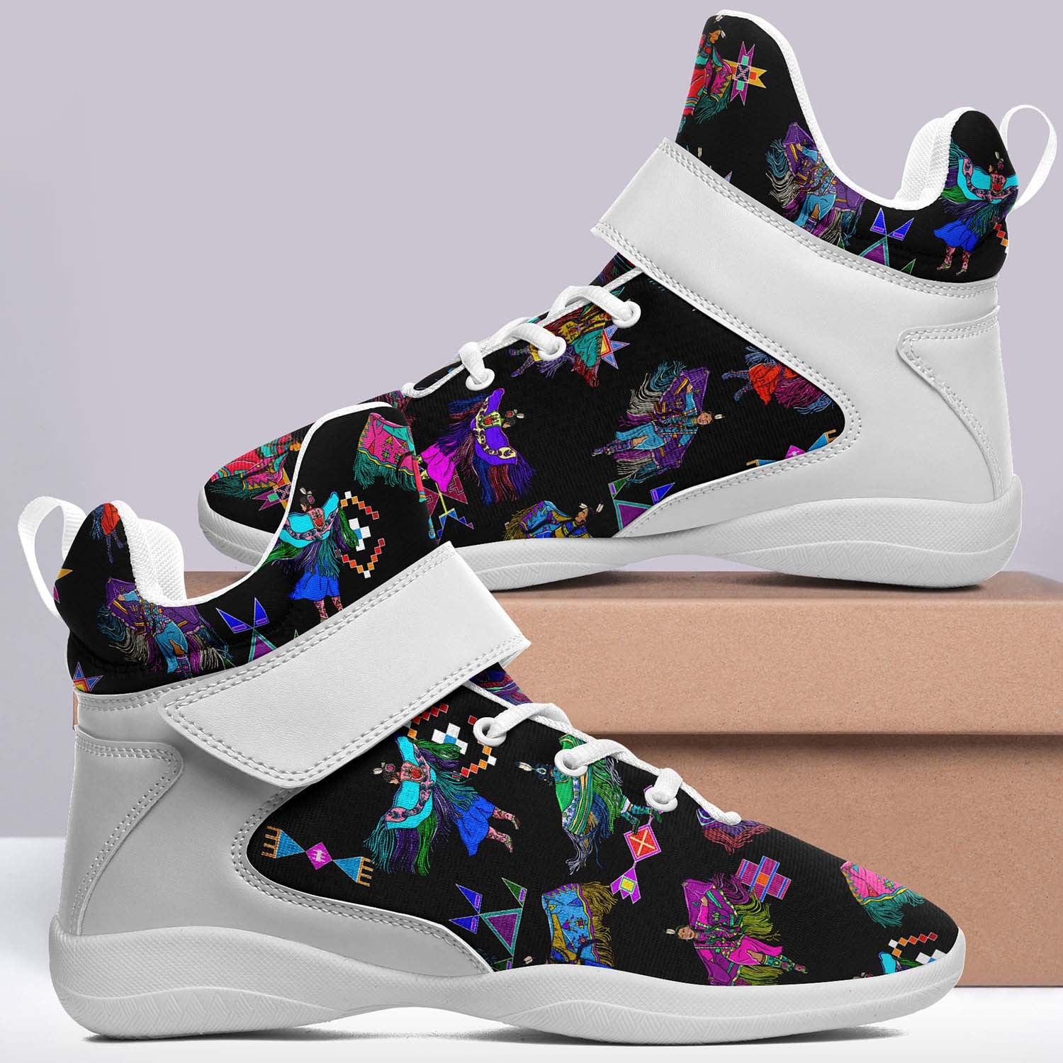 Women's Fancy Dancers Black Ipottaa Basketball / Sport High Top Shoes - White Sole