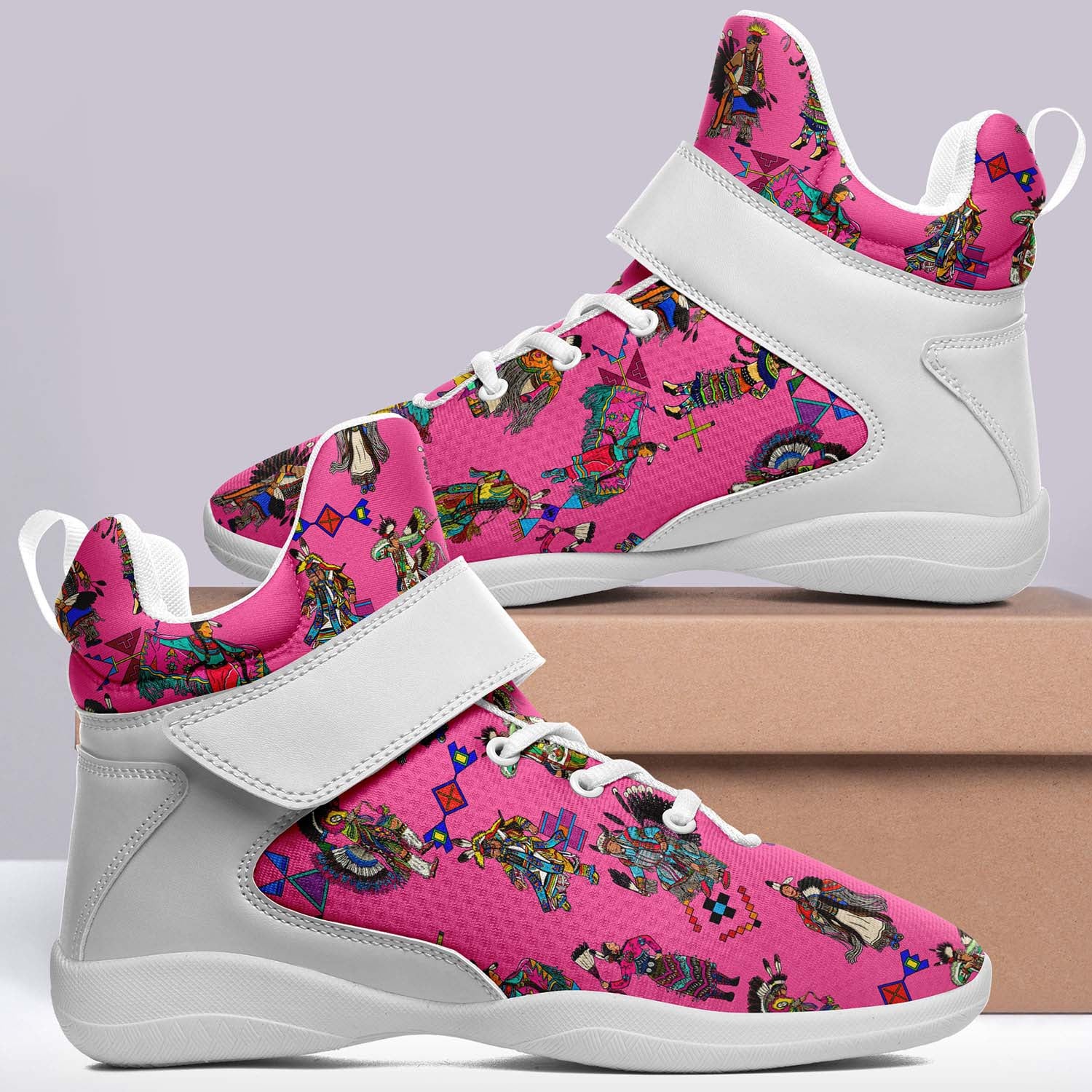 Grand Entry Dancer Pink Ipottaa Basketball / Sport High Top Shoes - White Sole