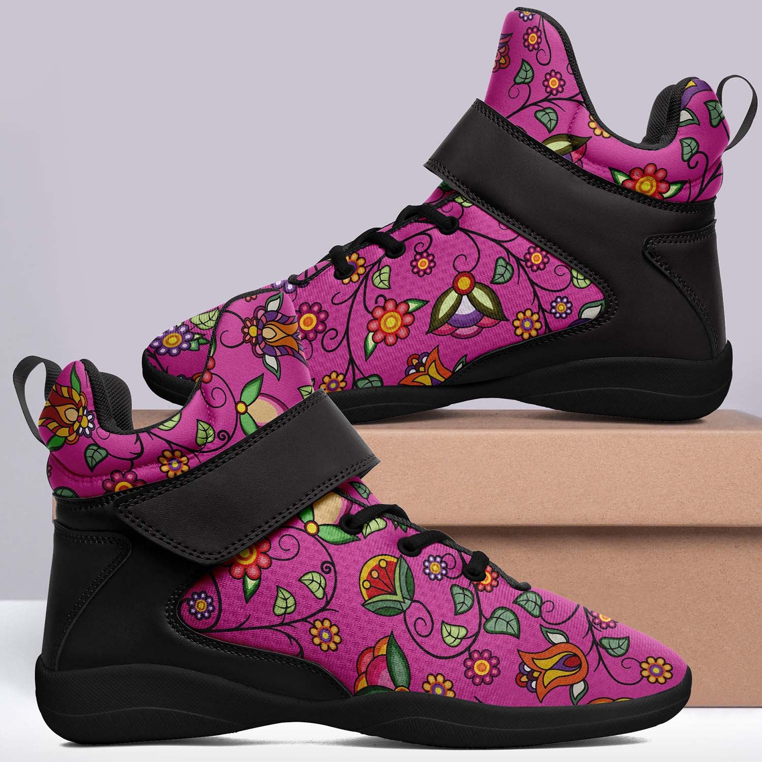 Heartbeat Petals Pink Ipottaa Basketball / Sport High Top Shoes - Black Sole