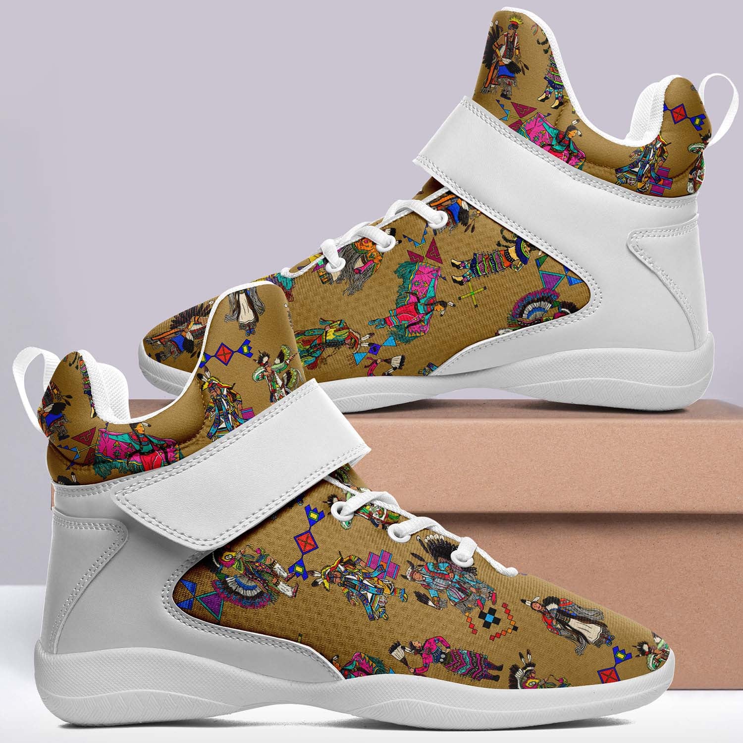 Grand Entry Dancers Earth Ipottaa Basketball / Sport High Top Shoes - White Sole