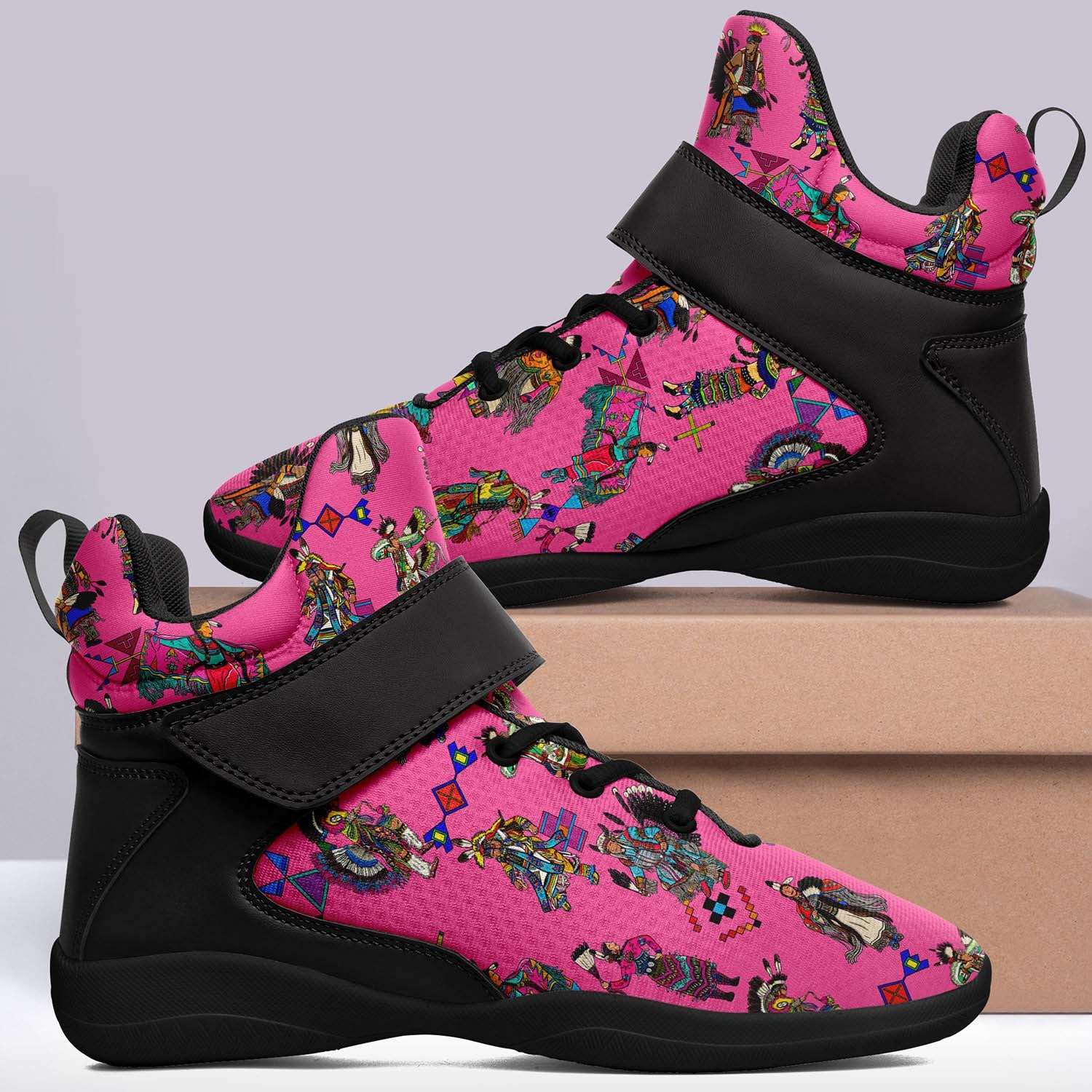 Grand Entry Dancer Pink Ipottaa Basketball / Sport High Top Shoes - Black Sole