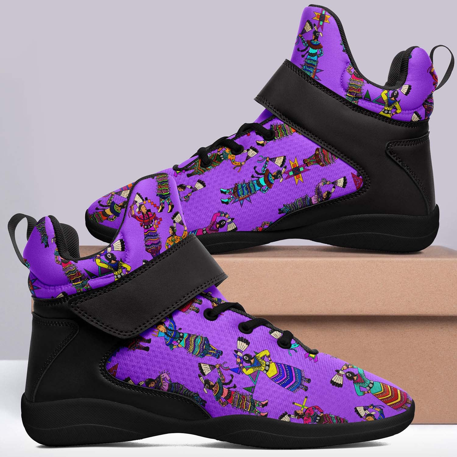 Women's Jingle Dancers Purple Ipottaa Basketball / Sport High Top Shoes - Black Sole