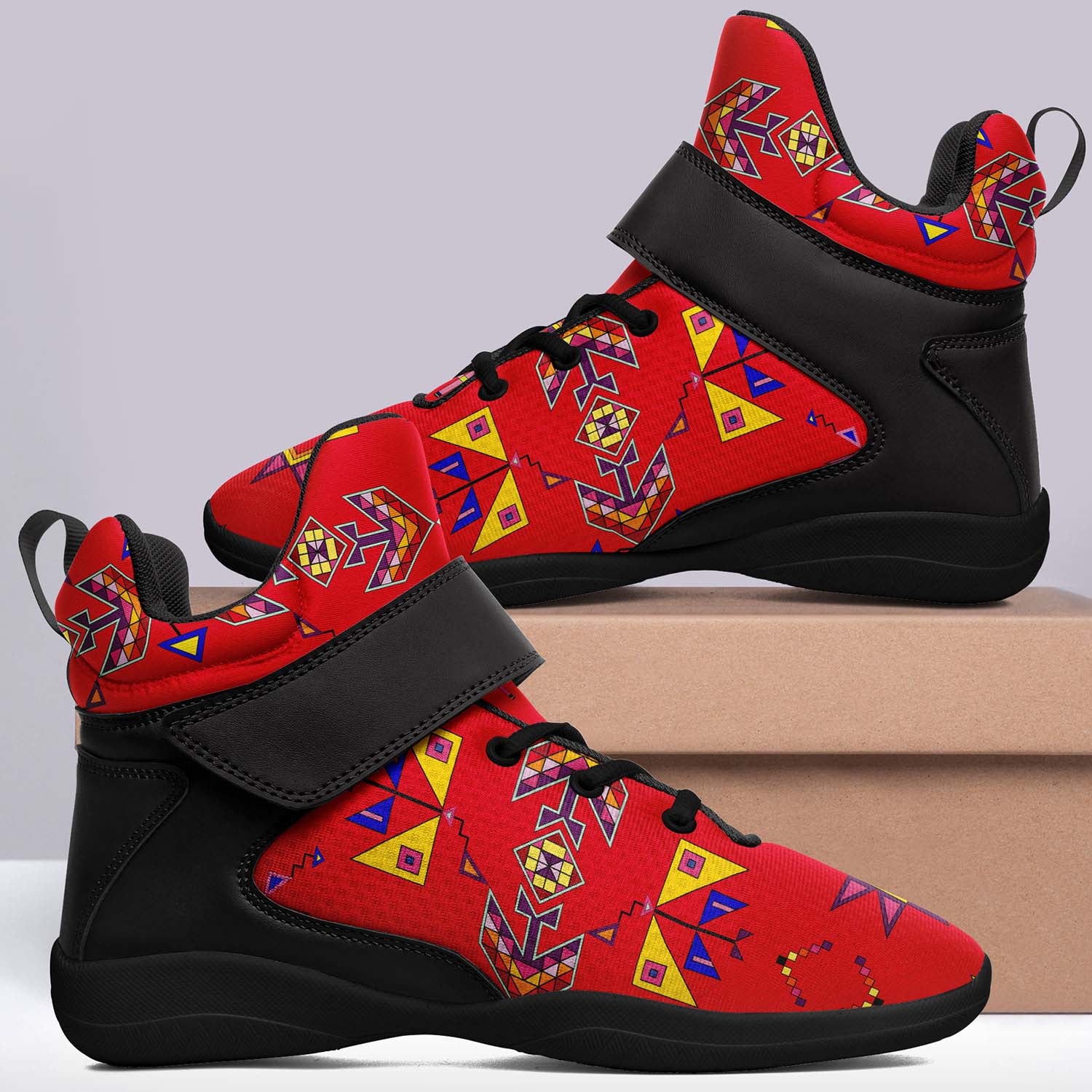 Scattered Generations Red Ipottaa Basketball / Sport High Top Shoes - Black Sole