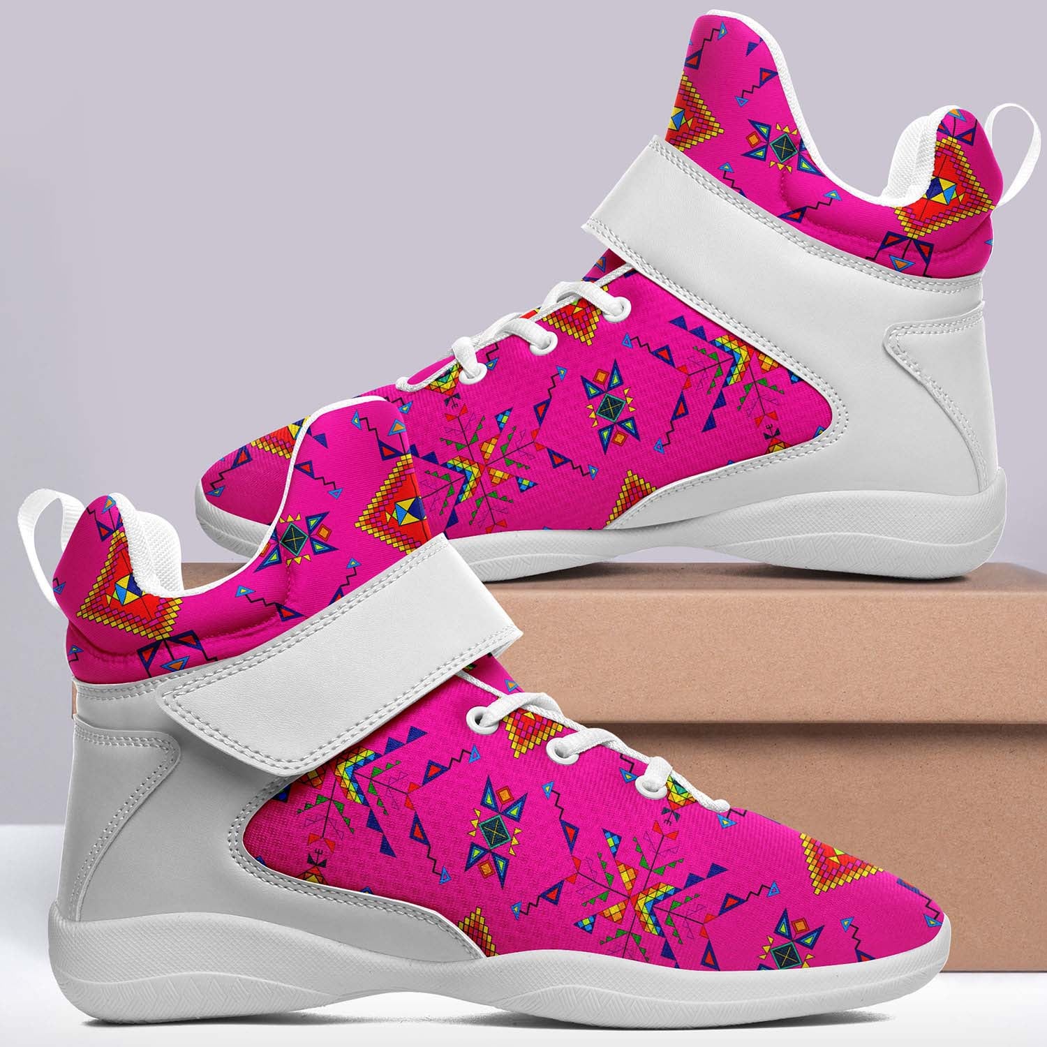 Buffalo Jump Pink Ipottaa Basketball / Sport High Top Shoes - White Sole
