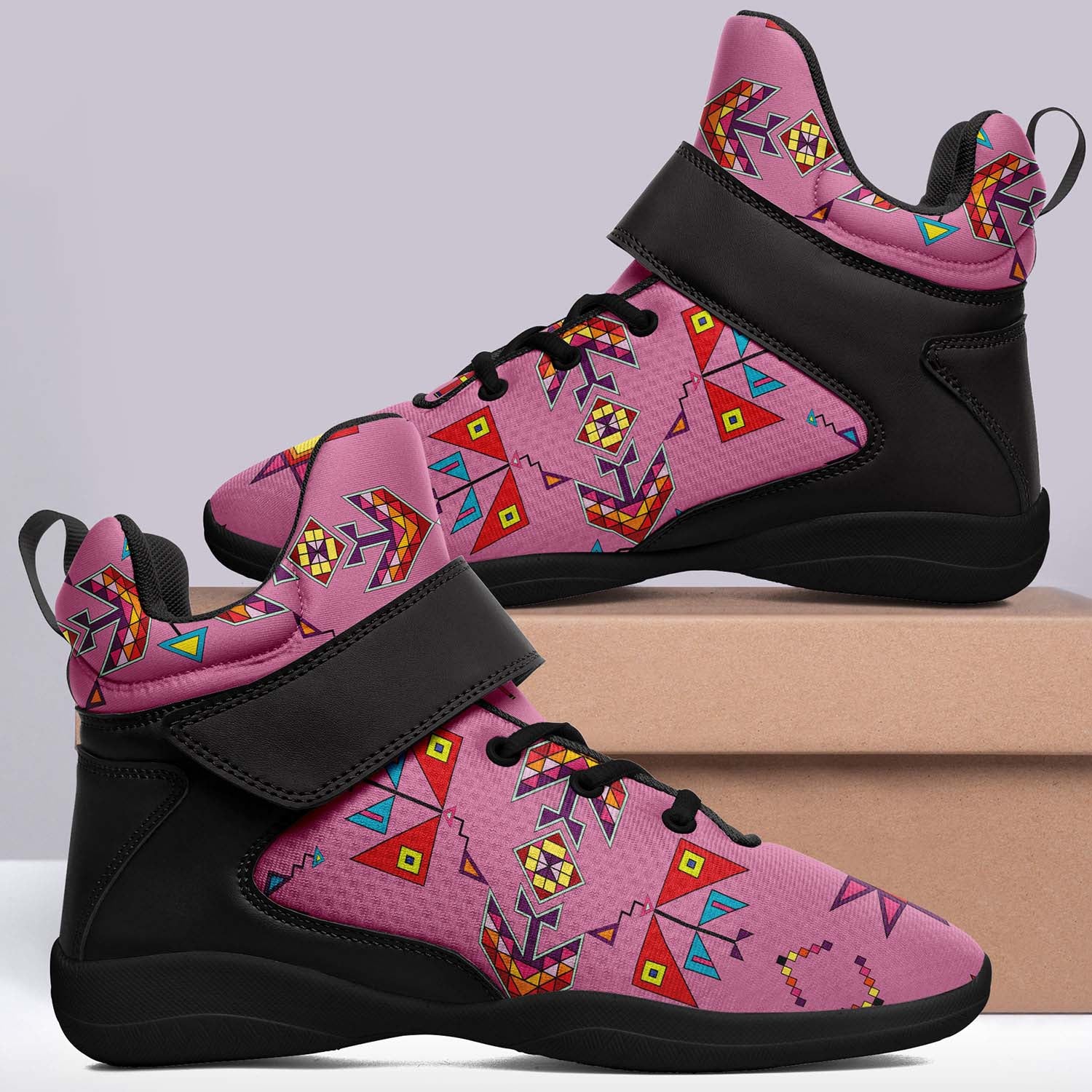 Scattered Generations Pink Ipottaa Basketball / Sport High Top Shoes - Black Sole