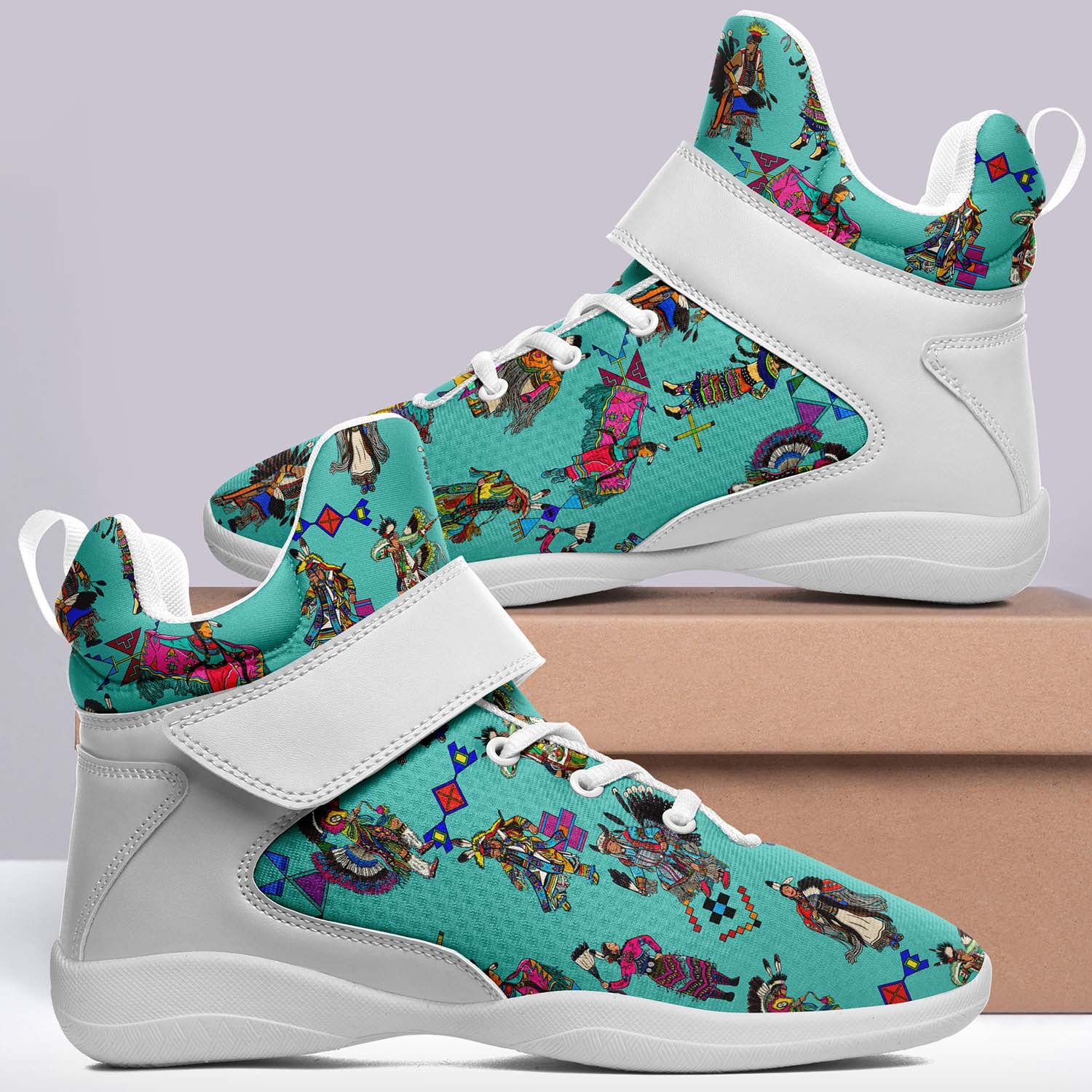Grand Entry Dancers Eggshell Blue Ipottaa Basketball / Sport High Top Shoes - White Sole