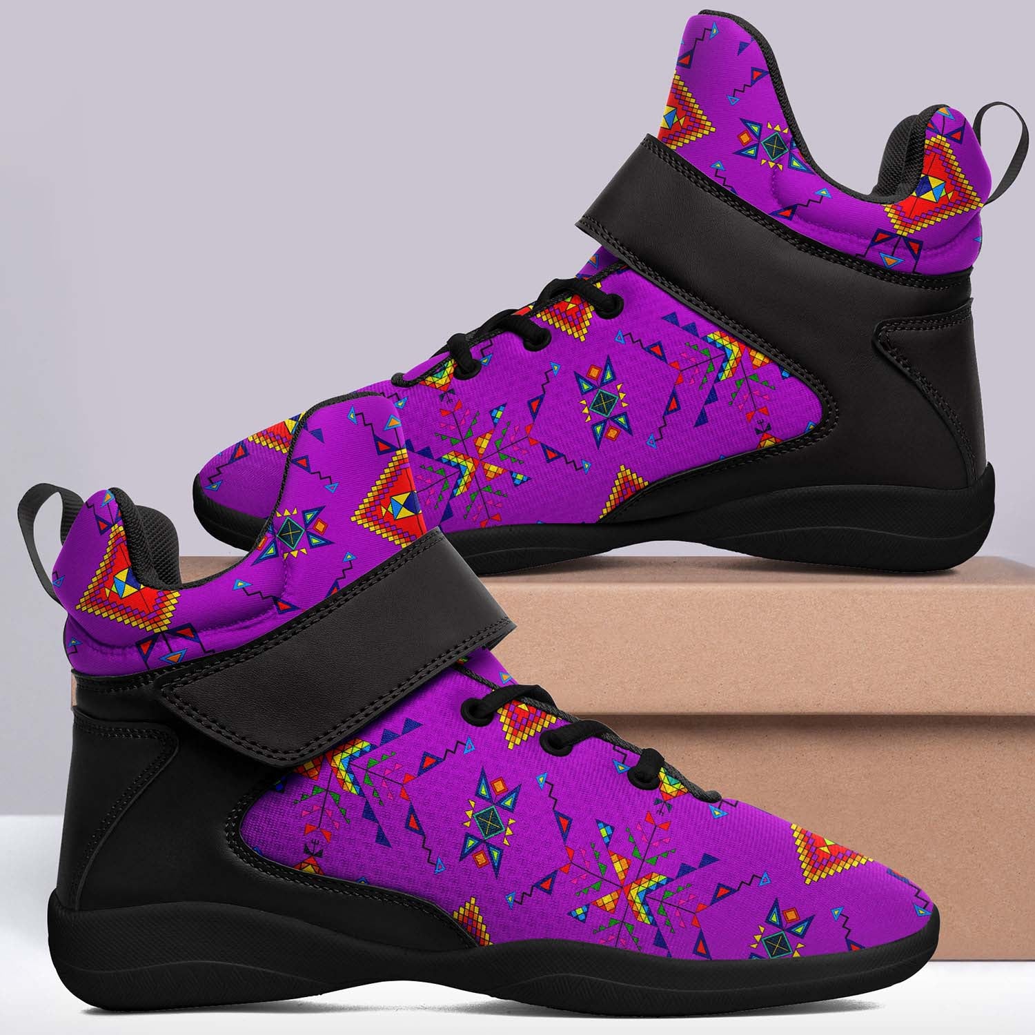 Buffalo Jump Purple Ipottaa Basketball / Sport High Top Shoes - Black Sole
