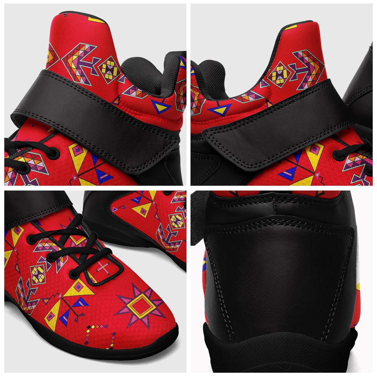 Scattered Generations Red Ipottaa Basketball / Sport High Top Shoes - Black Sole