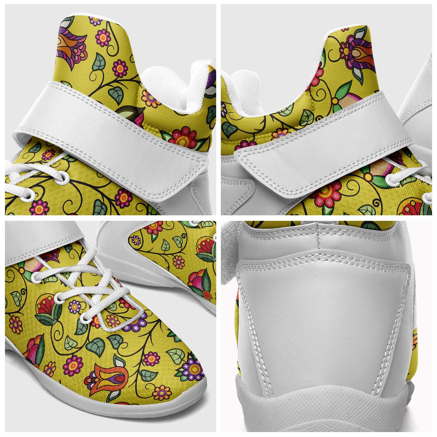 Heartbeat Petals Yellow Ipottaa Basketball / Sport High Top Shoes - White Sole