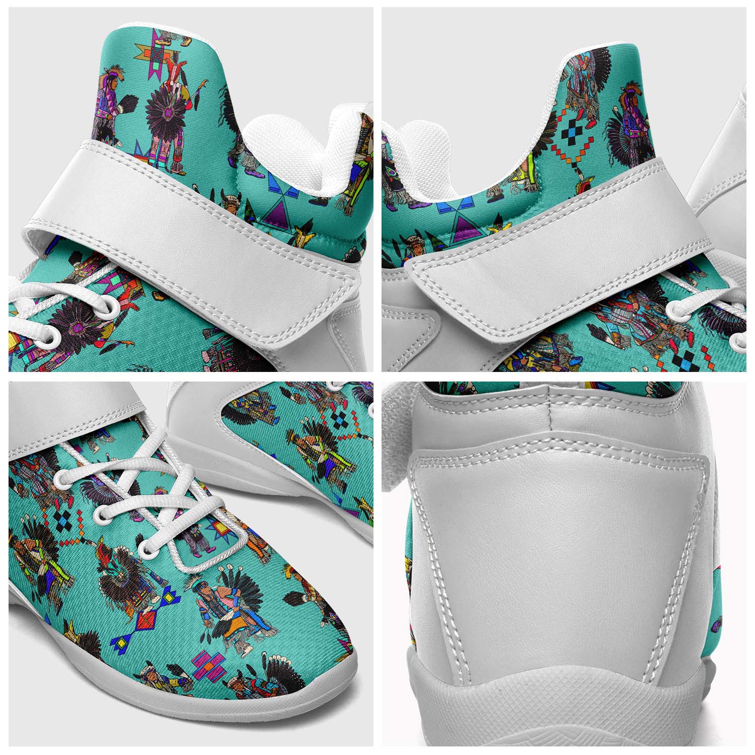 Men's Tradish Dancers Turquoise Ipottaa Basketball / Sport High Top Shoes - White Sole