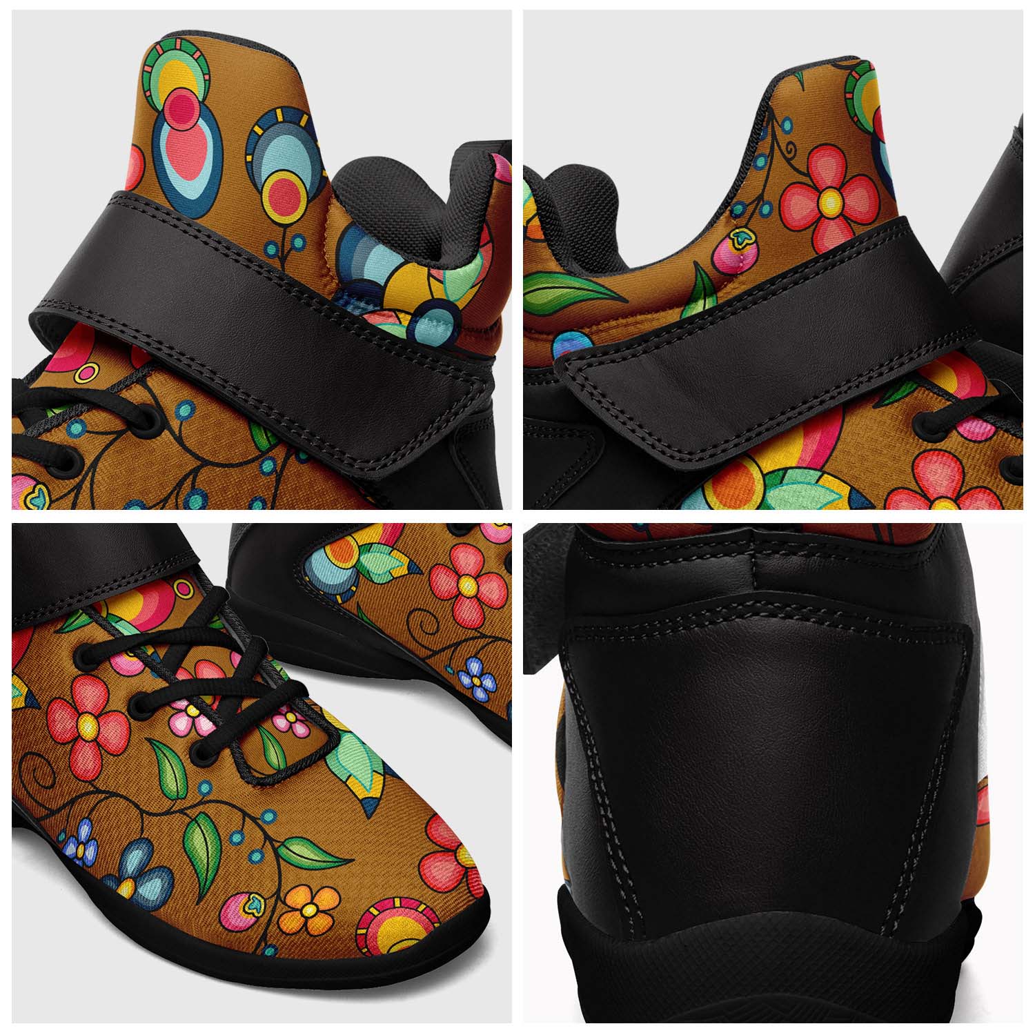 Floral Bounty Fall Leaves Ipottaa Basketball / Sport High Top Shoes - Black Sole