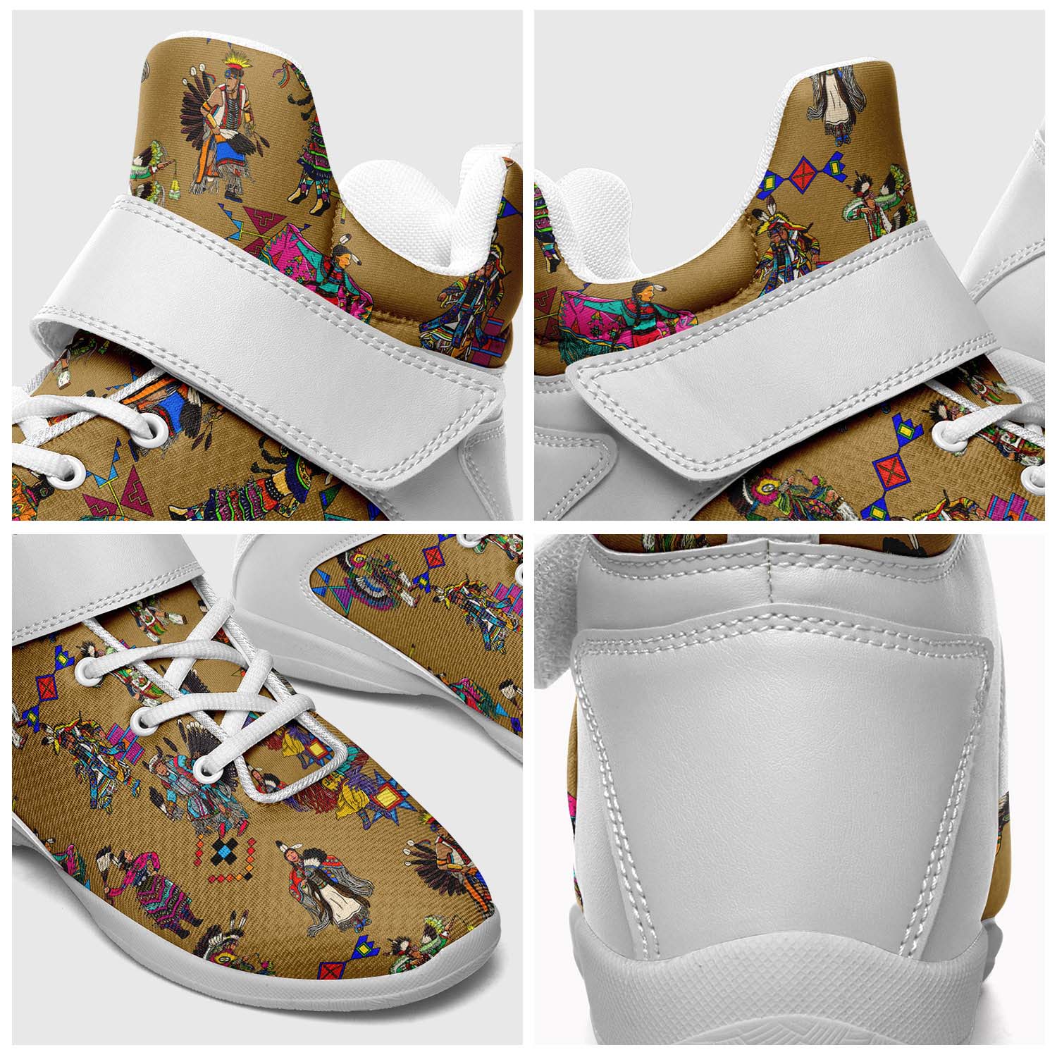 Grand Entry Dancers Earth Ipottaa Basketball / Sport High Top Shoes - White Sole