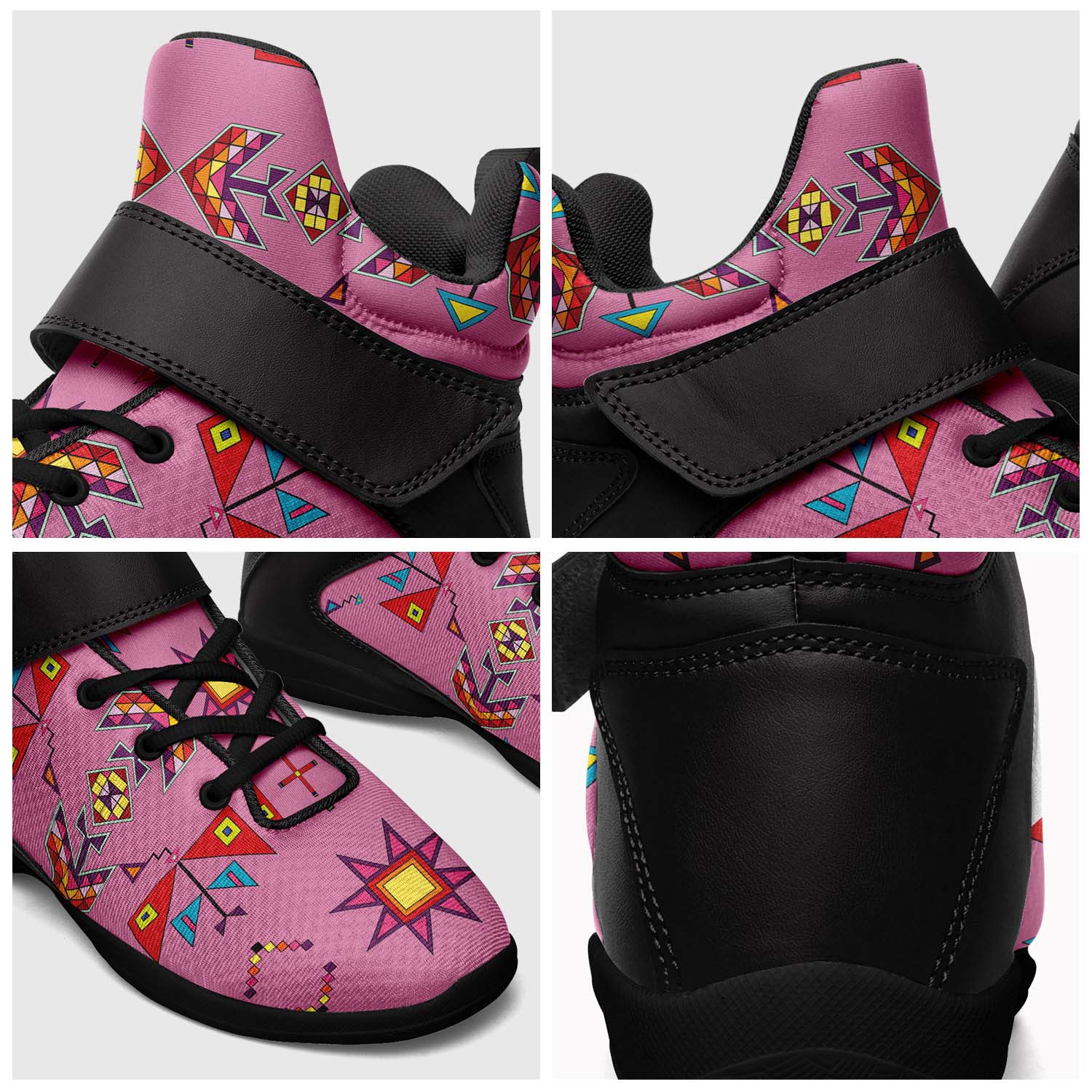 Scattered Generations Pink Ipottaa Basketball / Sport High Top Shoes - Black Sole