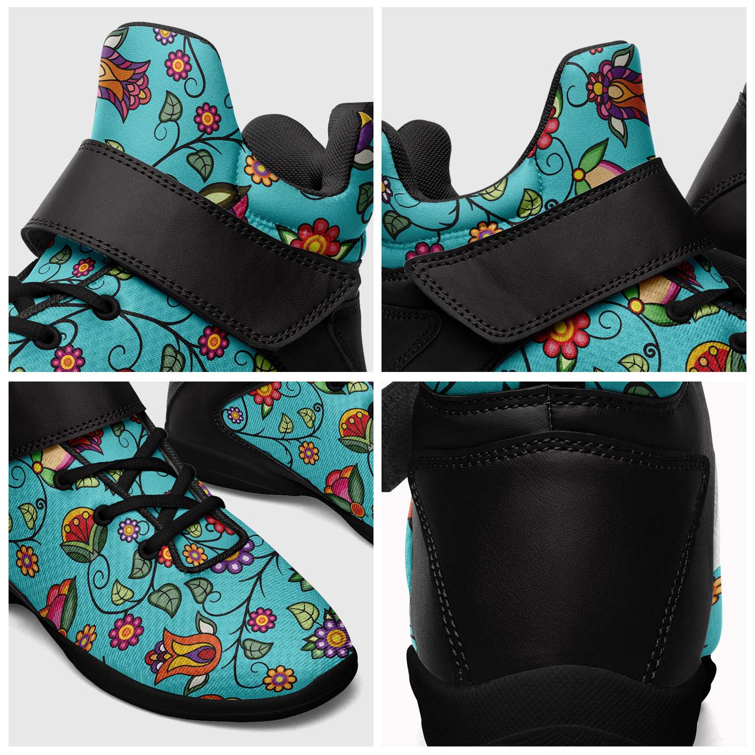 Heartbeat Petals Turquoise Ipottaa Basketball / Sport High Top Shoes - Black Sole