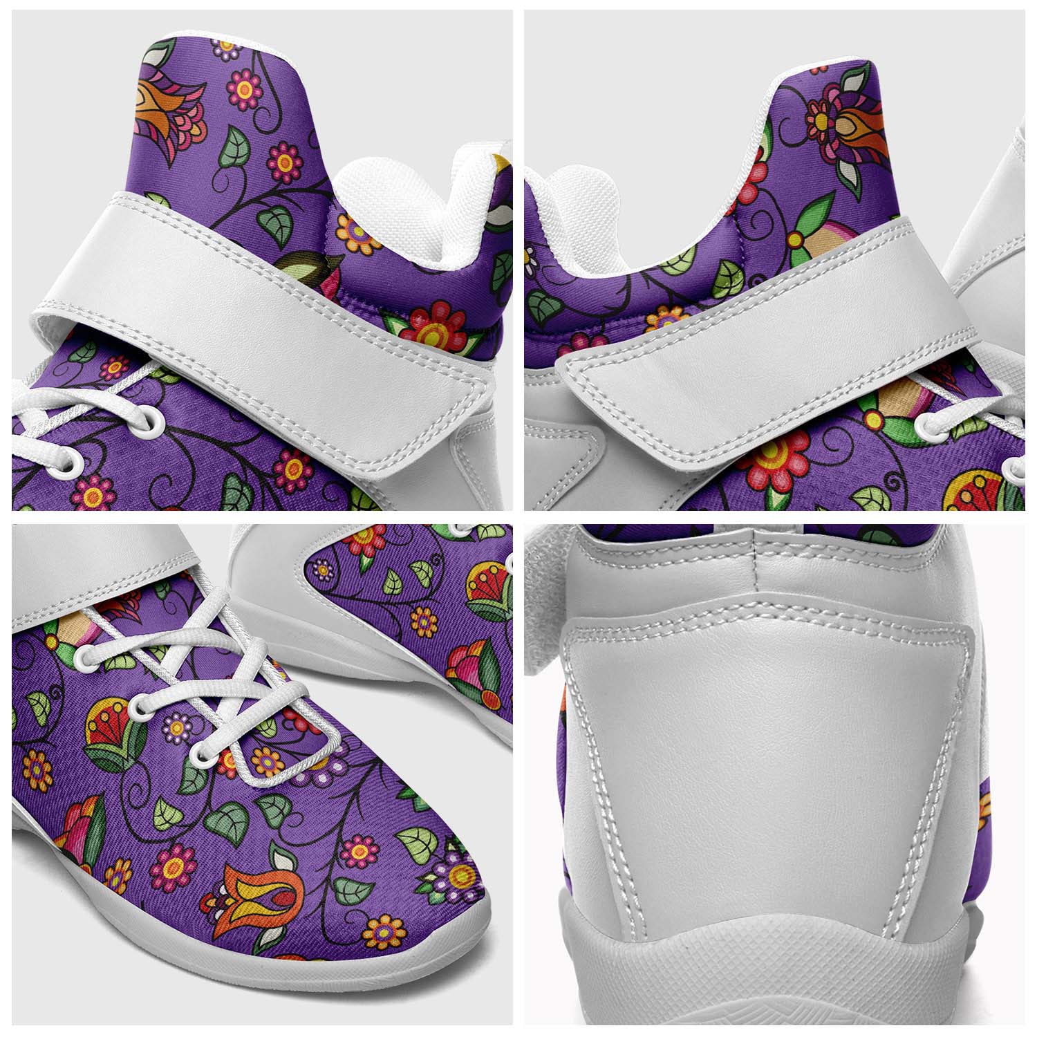Heartbeat Petals Purple Ipottaa Basketball / Sport High Top Shoes - White Sole