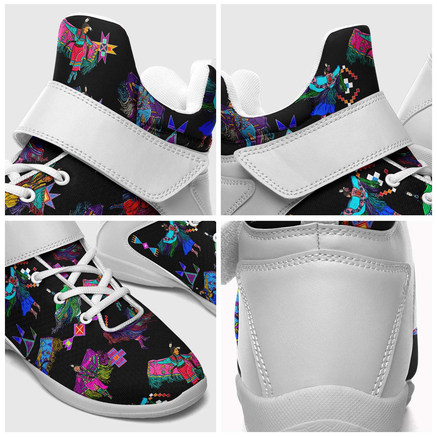 Women's Fancy Dancers Black Ipottaa Basketball / Sport High Top Shoes - White Sole