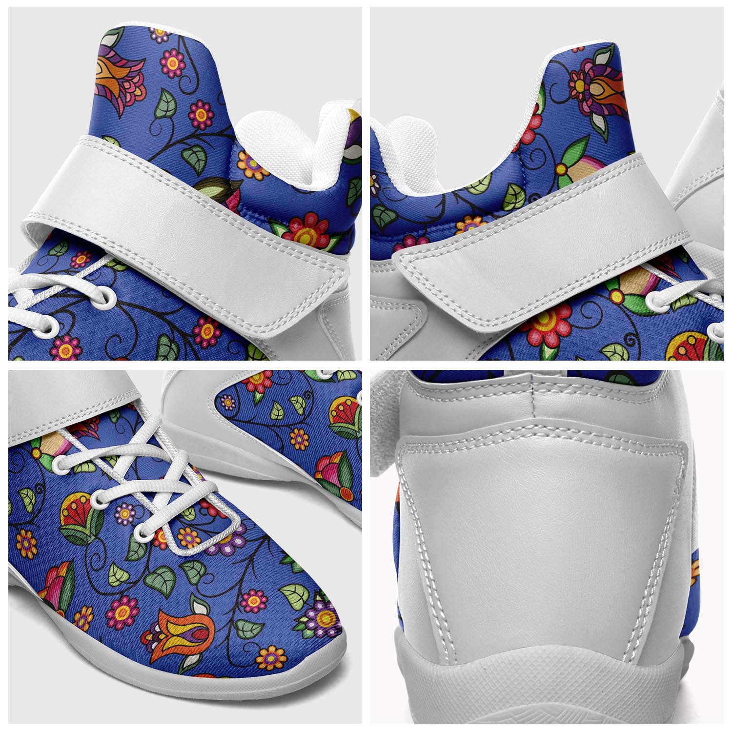 Heartbeat Petals Blue Ipottaa Basketball / Sport High Top Shoes - White Sole