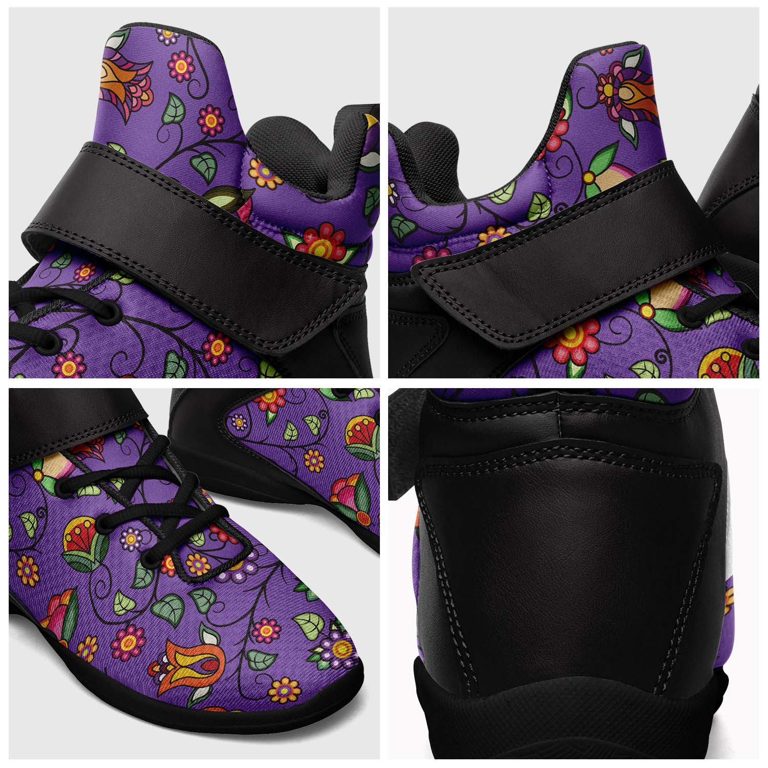 Heartbeat Petals Purple Ipottaa Basketball / Sport High Top Shoes - Black Sole