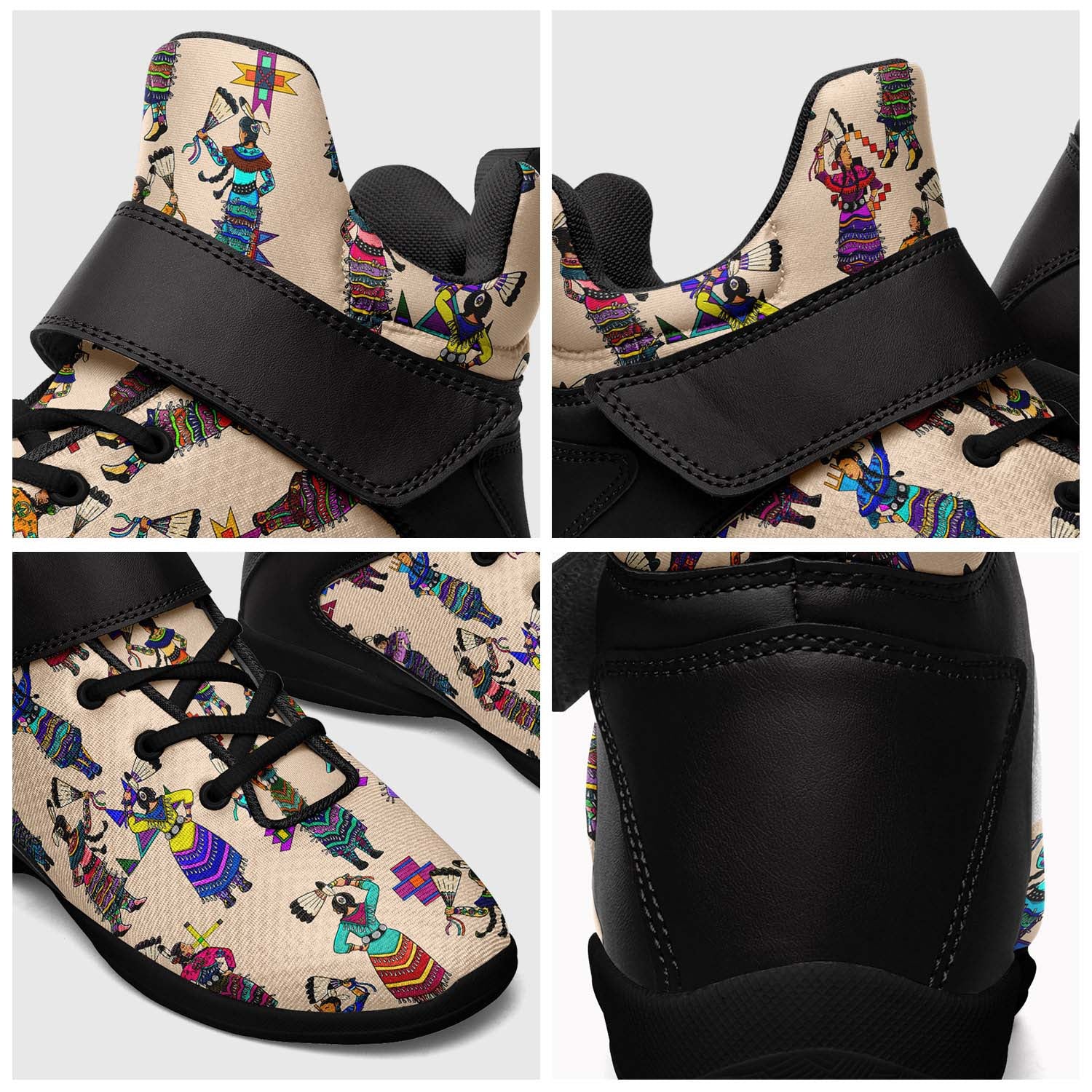 Women's Jingle Dancers Muslin Ipottaa Basketball / Sport High Top Shoes - Black Sole