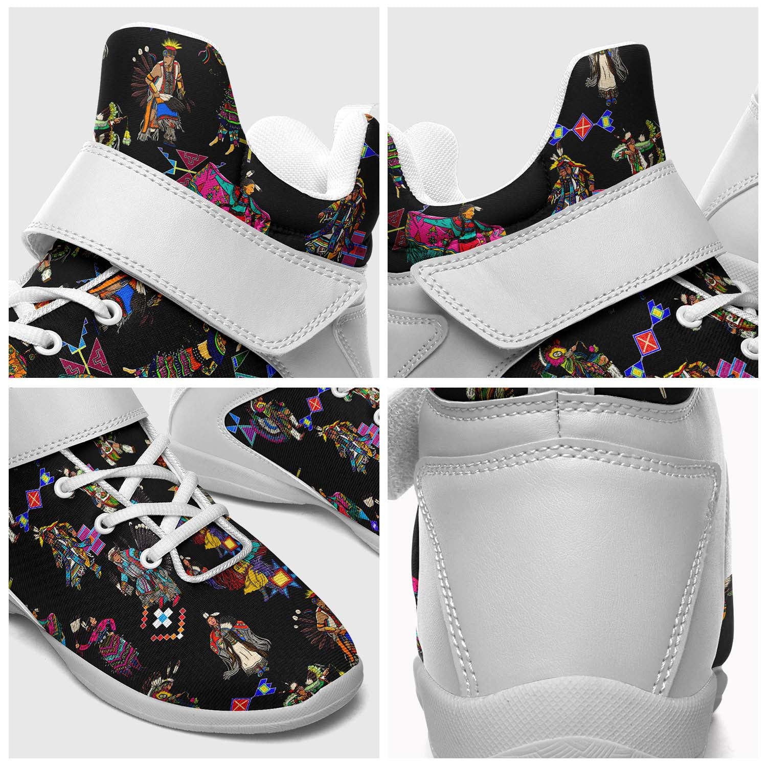 Grand Entry Dancers Black Ipottaa Basketball / Sport High Top Shoes - White Sole