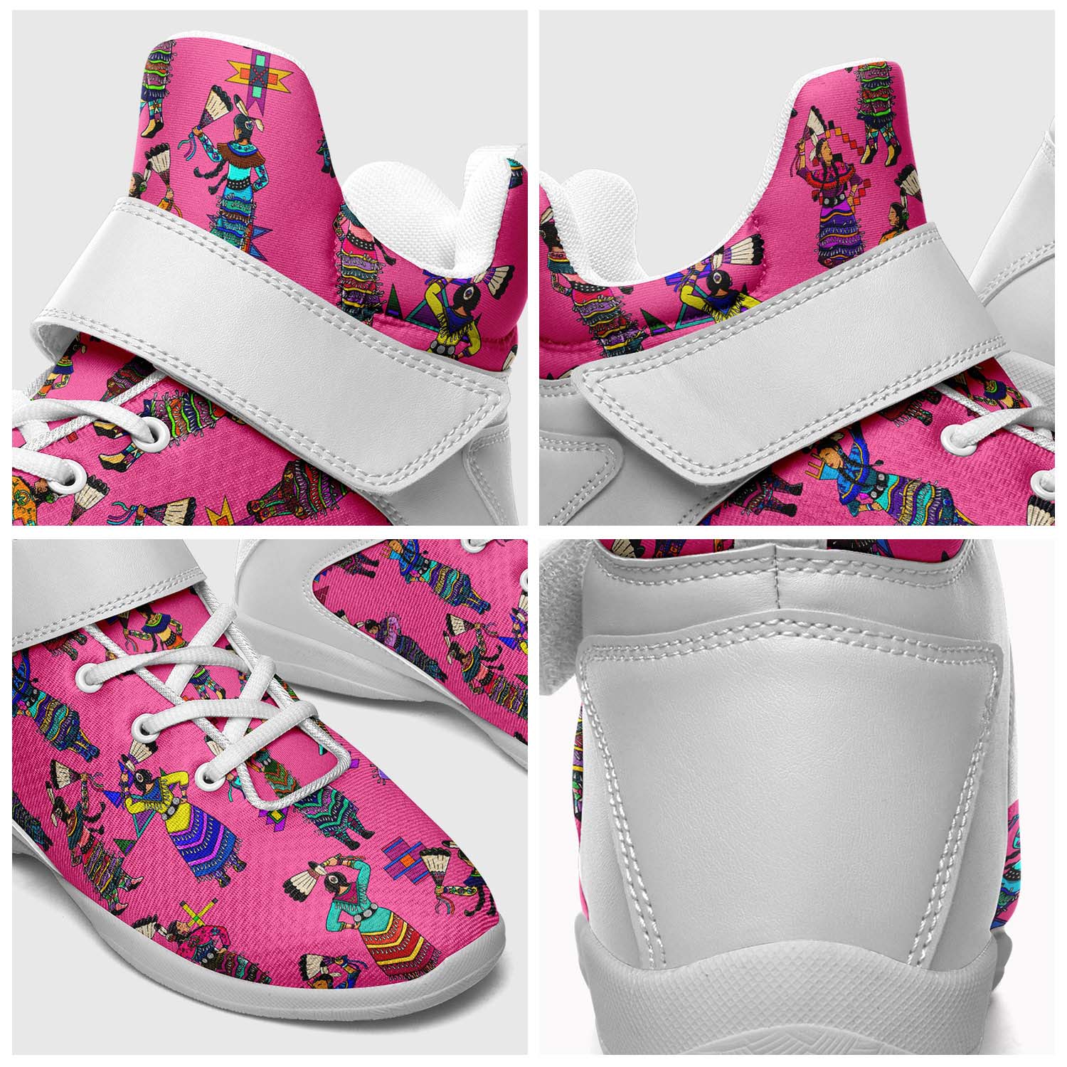 Women's Jingle Dancers Pink Ipottaa Basketball / Sport High Top Shoes - White Sole