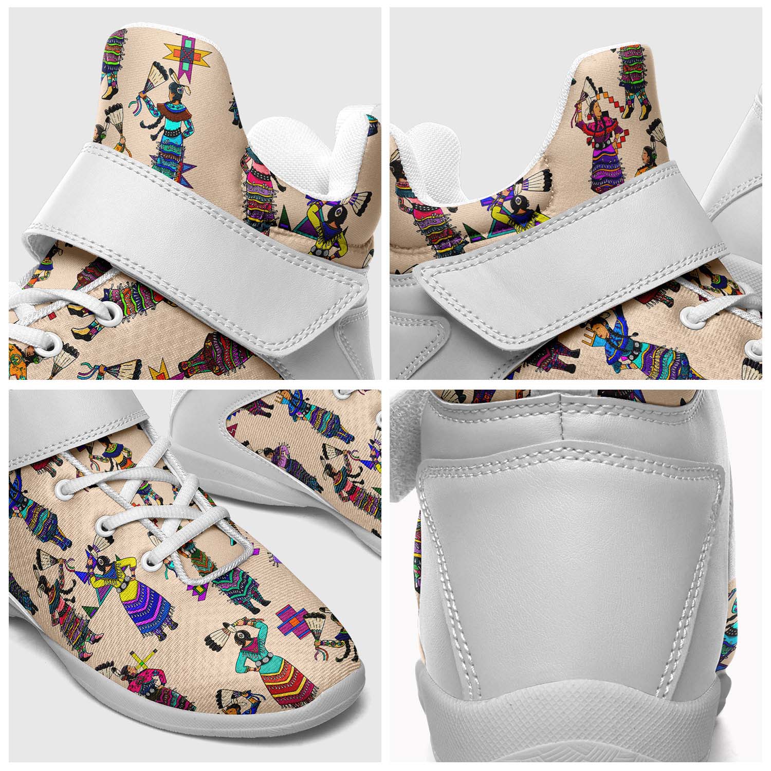 Women's Jingle Dancers Muslin Ipottaa Basketball / Sport High Top Shoes - White Sole