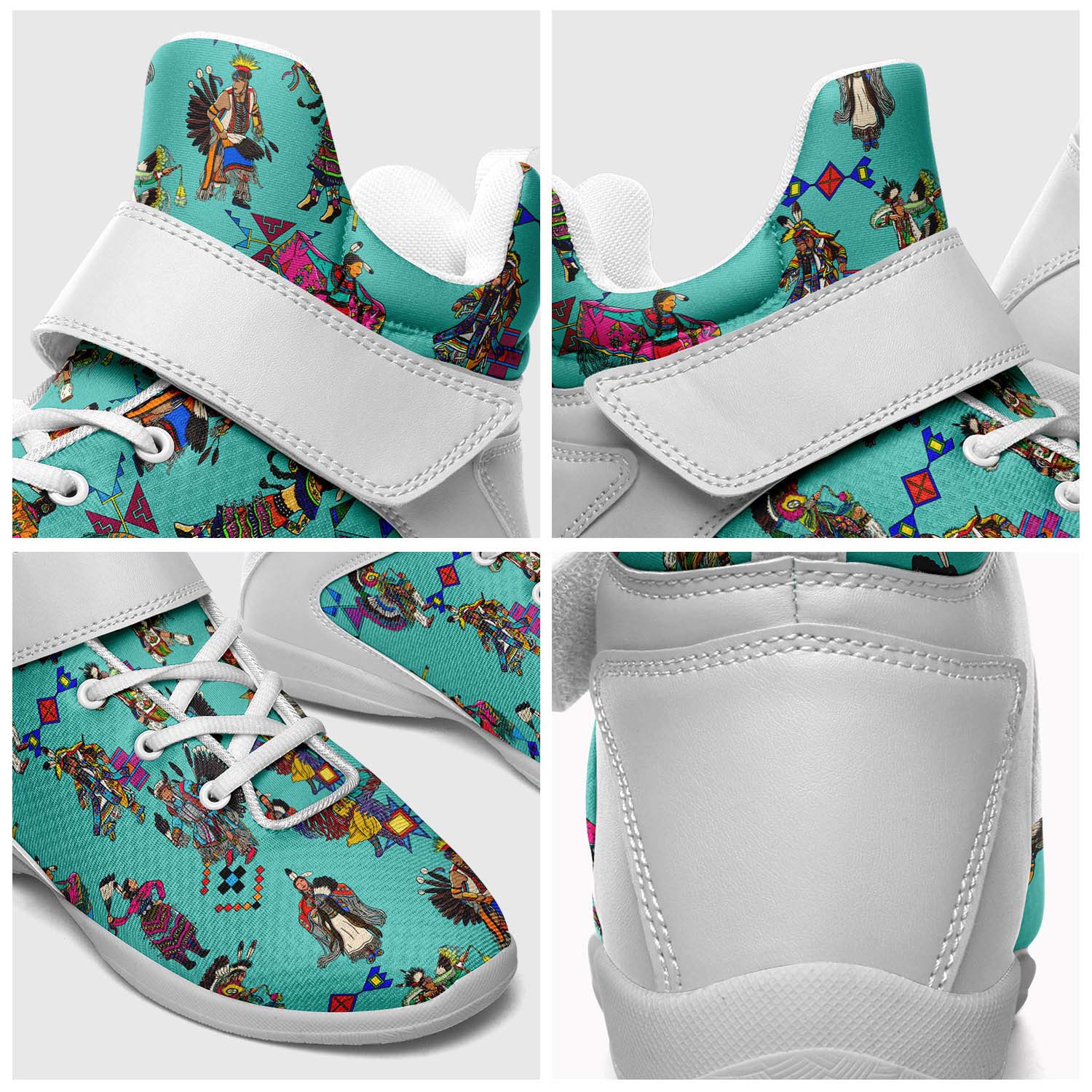 Grand Entry Dancers Eggshell Blue Ipottaa Basketball / Sport High Top Shoes - White Sole