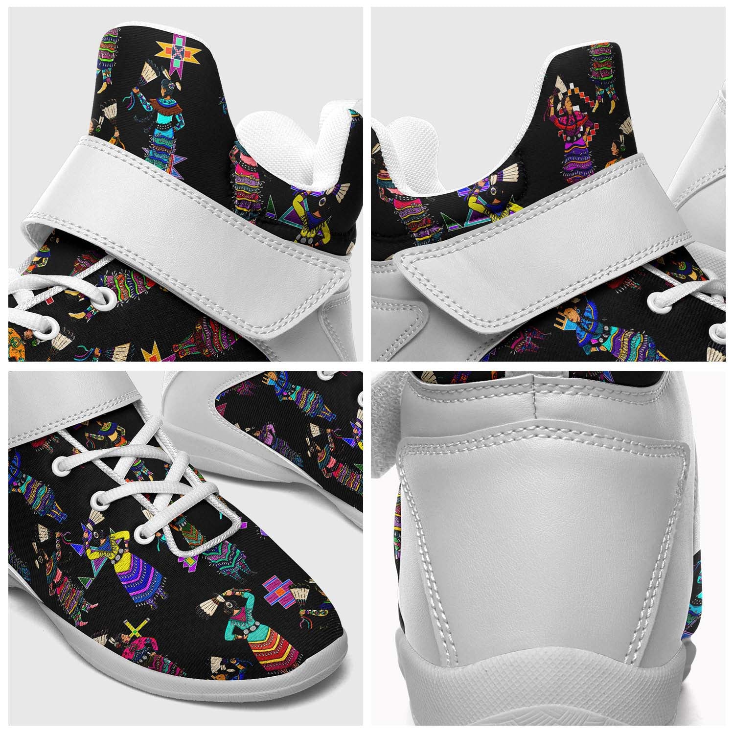 Women's Jingle Dancers Black Ipottaa Basketball / Sport High Top Shoes - White Sole