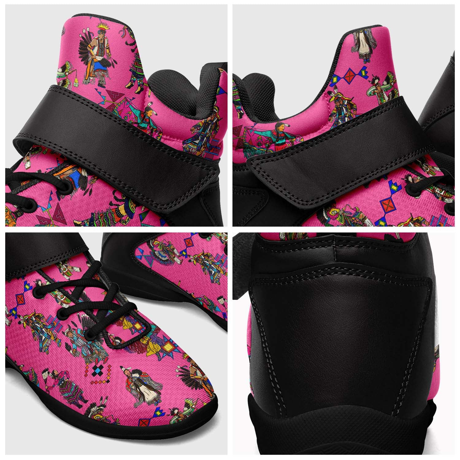 Grand Entry Dancer Pink Ipottaa Basketball / Sport High Top Shoes - Black Sole